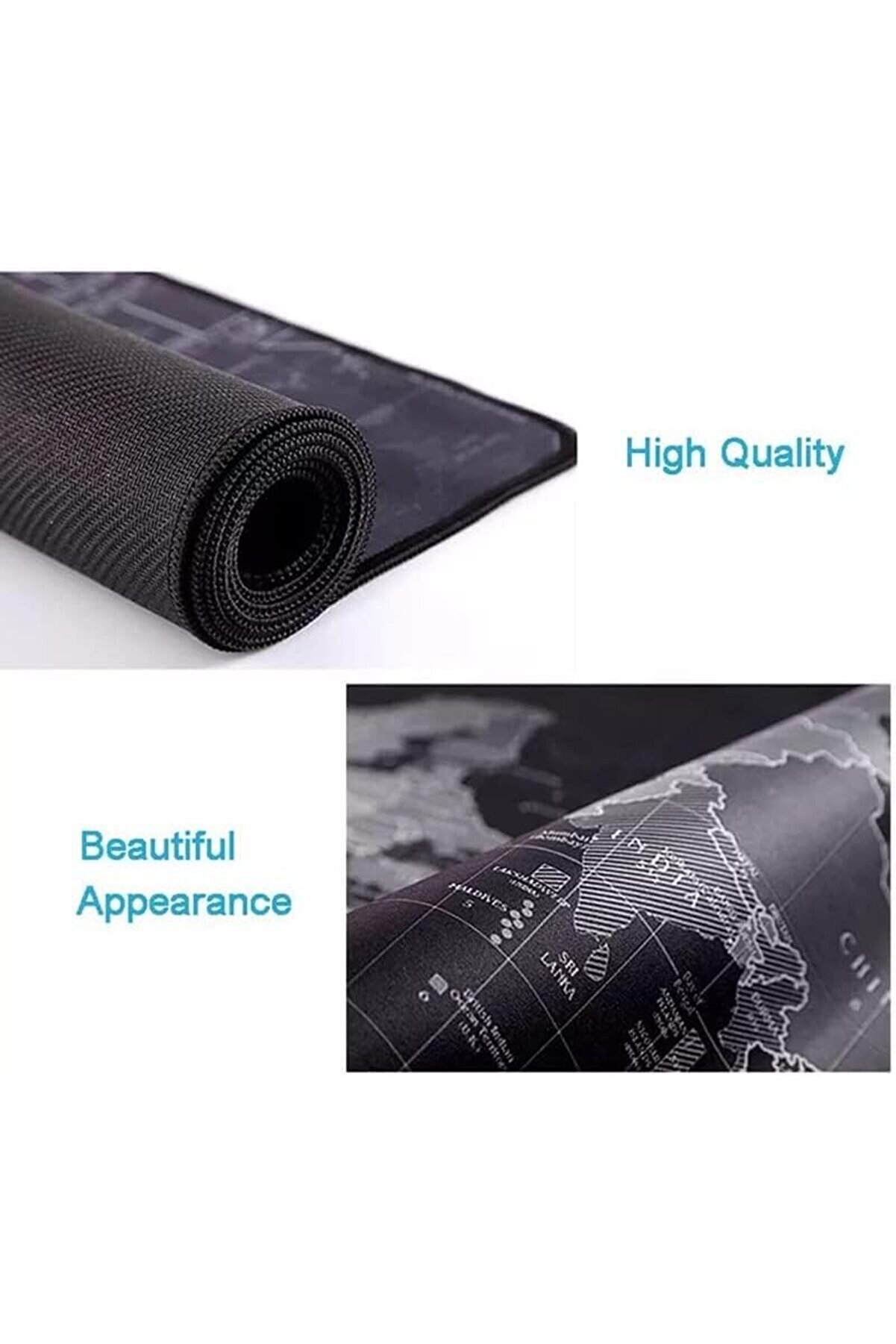 Büyük Boy 90X40 Xxl Dünya Desenli̇ Mouse Pad Kauçuk Kaymaz Alt Taban, Yumuşak Kumaş Oyuncu Mousepad,