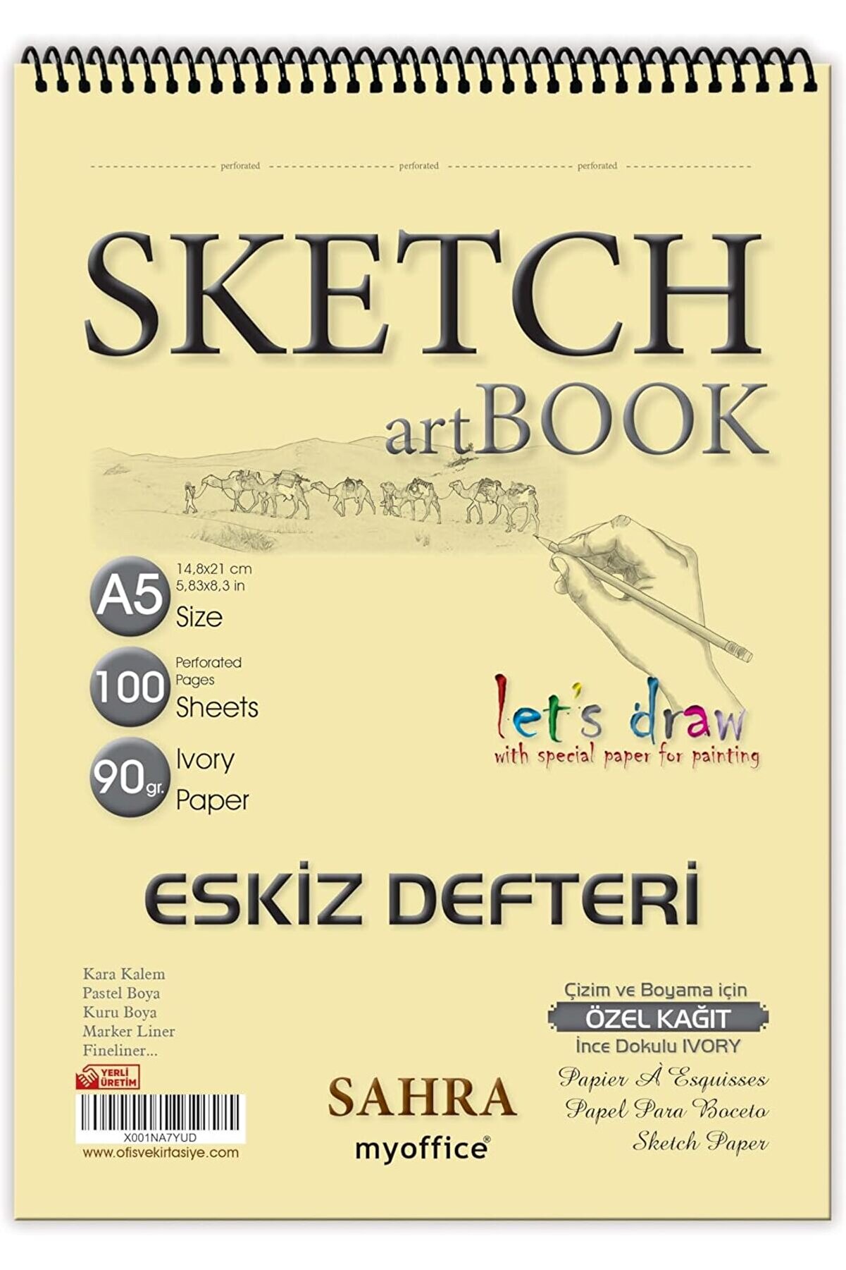 STOREMAX modashine A5 Eskiz Defteri - 90 gr. 100 yaprak Spiralli Kaliteli Sanat&ccedil;ı &Ccedil;izim Defteri modascope 101