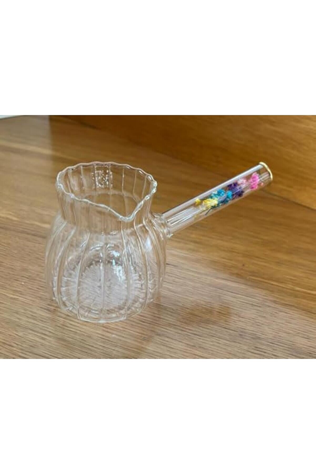 Modashi̇ne Cam Cezve, Dayanıklı, Dekorati̇f Çi̇çek Saplı, Şeffaf Modascope 1014773