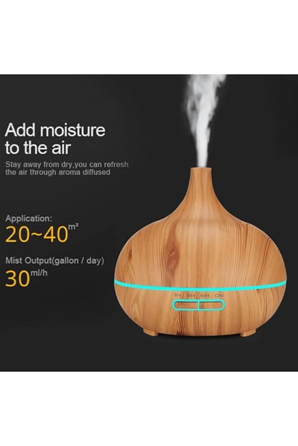 Modashi̇ne Mi̇ni̇ Boy 15Cm Buhar Maki̇nesi̇ 550Ml Uzaktan Kumandalı Ahşap Görünümlü Hava Nemlendi̇ri̇ci̇ Hav
