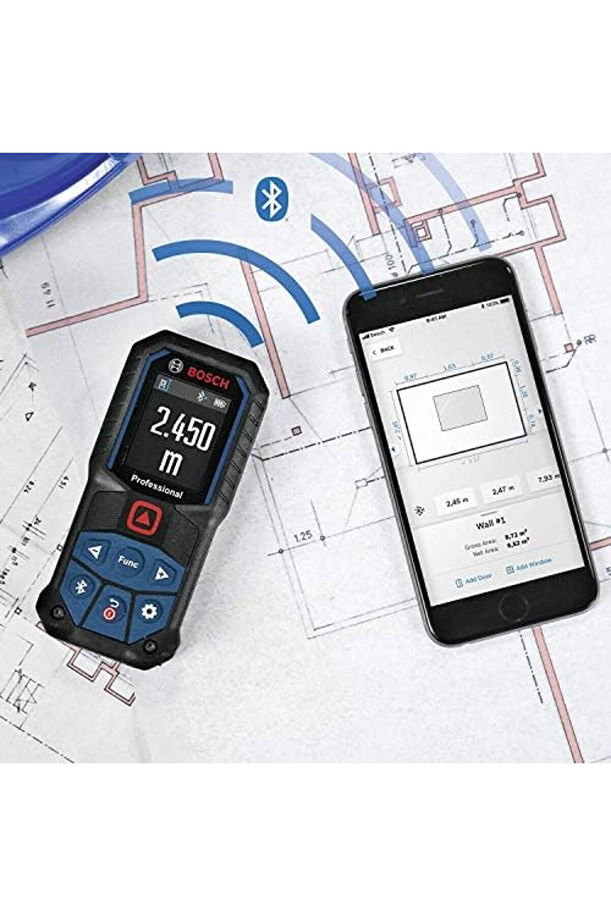 Professi̇onal Glm 50-27 C Lazerli̇ Uzaklık Ölçer (50M Ölçme Alanı, 4 Sn. Ölçme Süresi̇, 2 X Aa Pi̇l, Ip