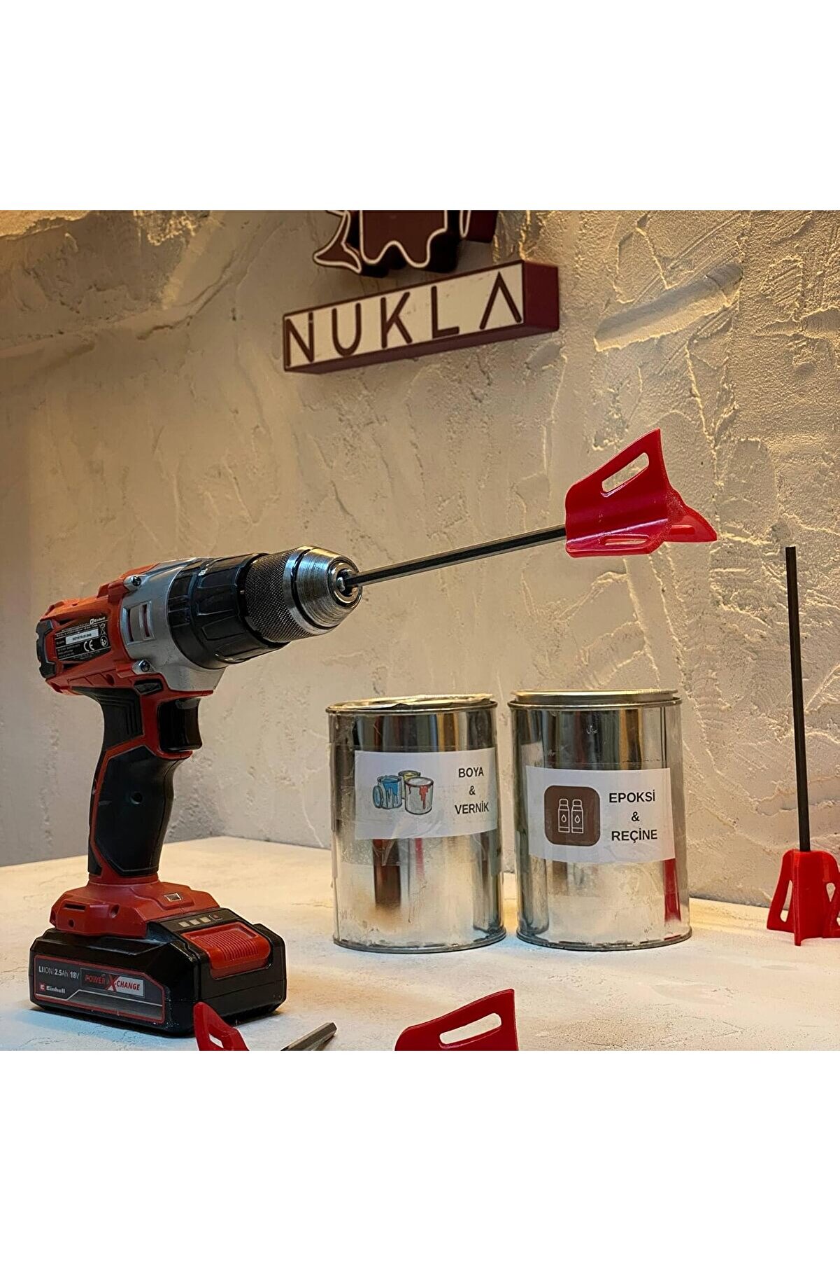 STOREMAX Matkap Karıştırıcı Uç – Epoxy Reçine Karıştırma Ucu, Boya, Taş Tozu ve Alçı için Mikser Ucu - Küçük