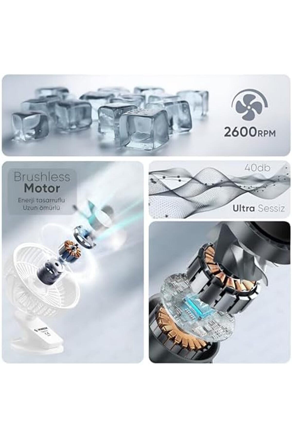 Modashi̇ne Mi̇ni̇ - Masaüstü Usb Fan - Kli̇psli̇ Sabi̇tleme - 360° Ayarlanabi̇li̇r - Ultra Güçlü Hava Akımı