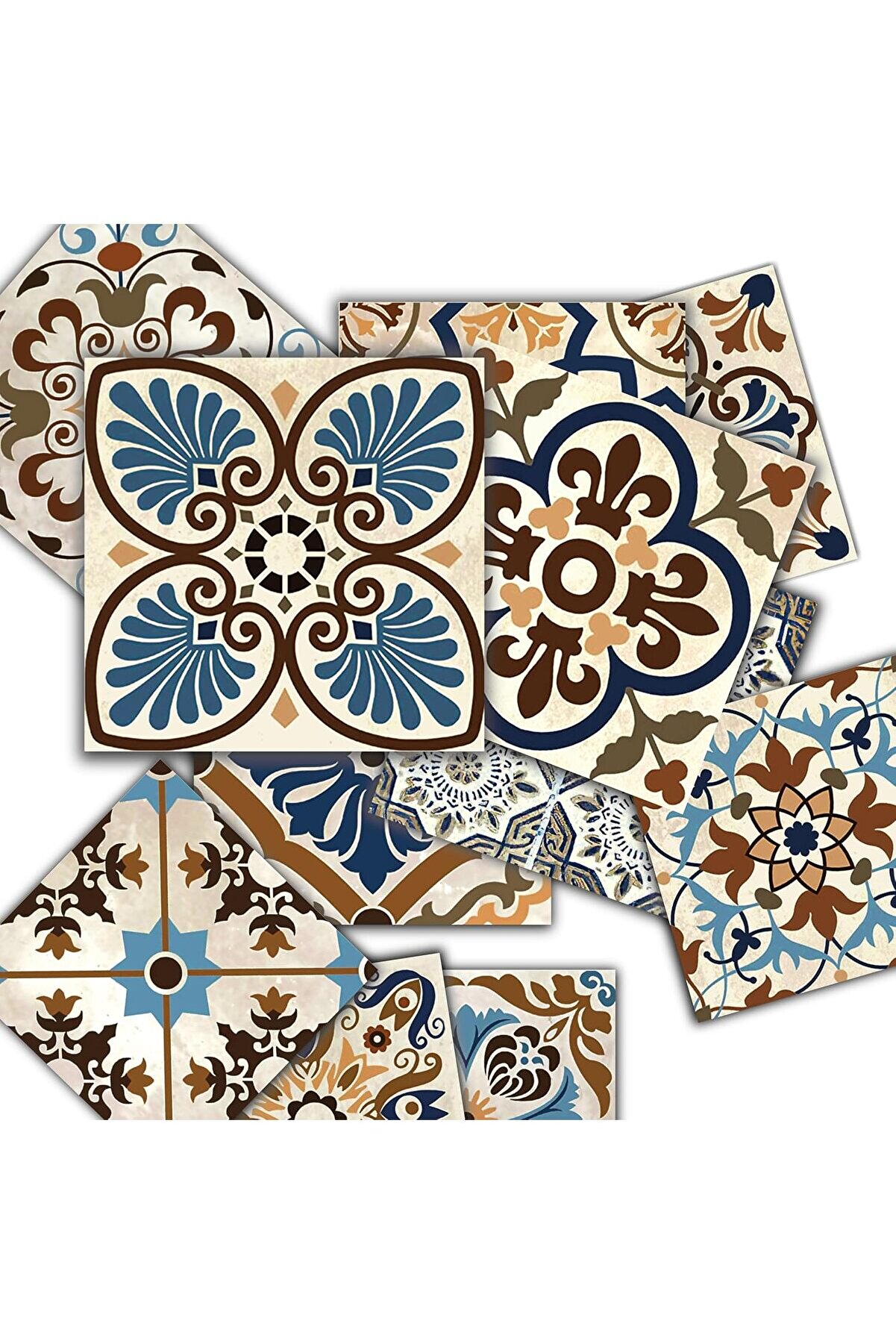 Modashi̇ne Kendi̇nden Yapışkanlı Fas Desenli̇ Pvc, Yapışkanlı Kaplama, &Ccedil;ıkartması, Zemi̇n Duvar 10X10 Cm