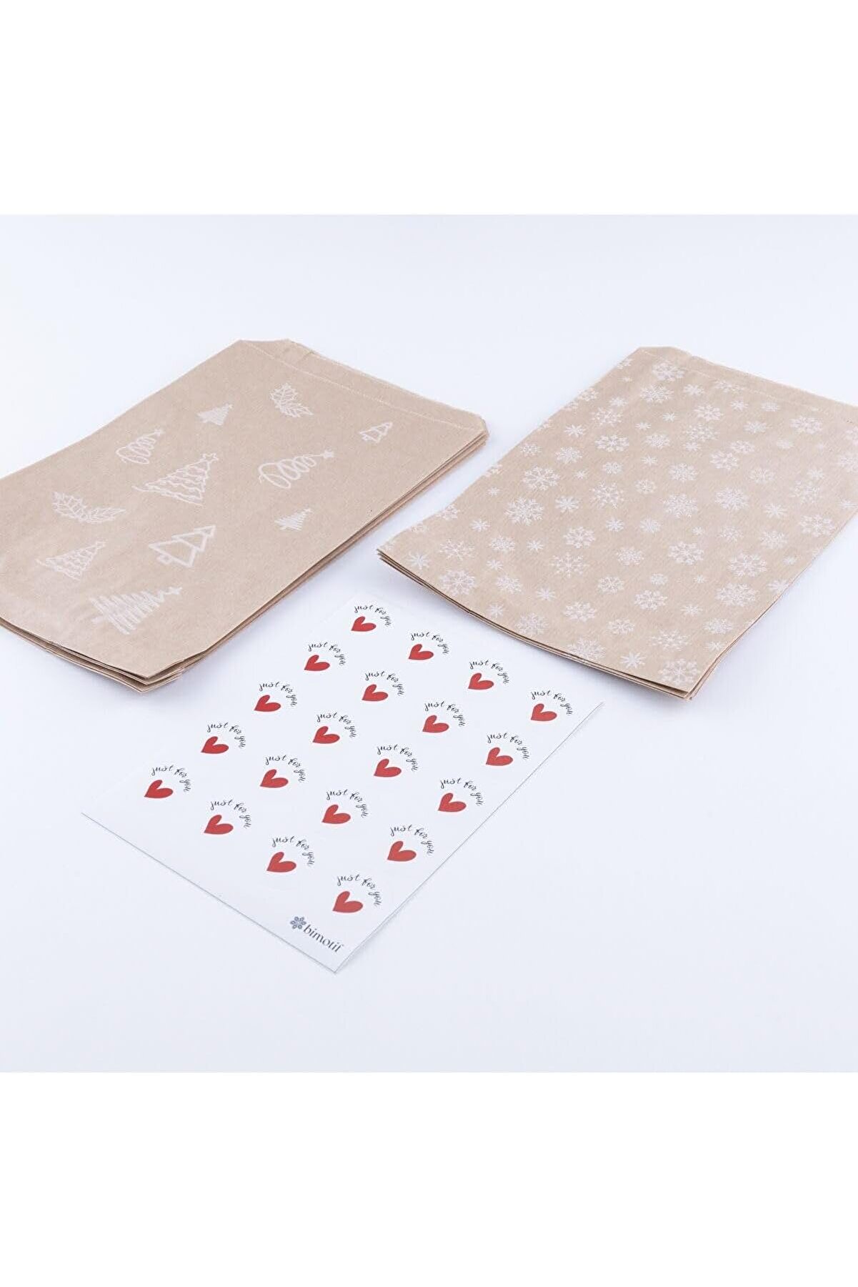 STOREMAX modashine 20 adet &ccedil;am ve kar desenli kese kağıdı (18x30 cm) ve for You oluşan set modascope 1014773