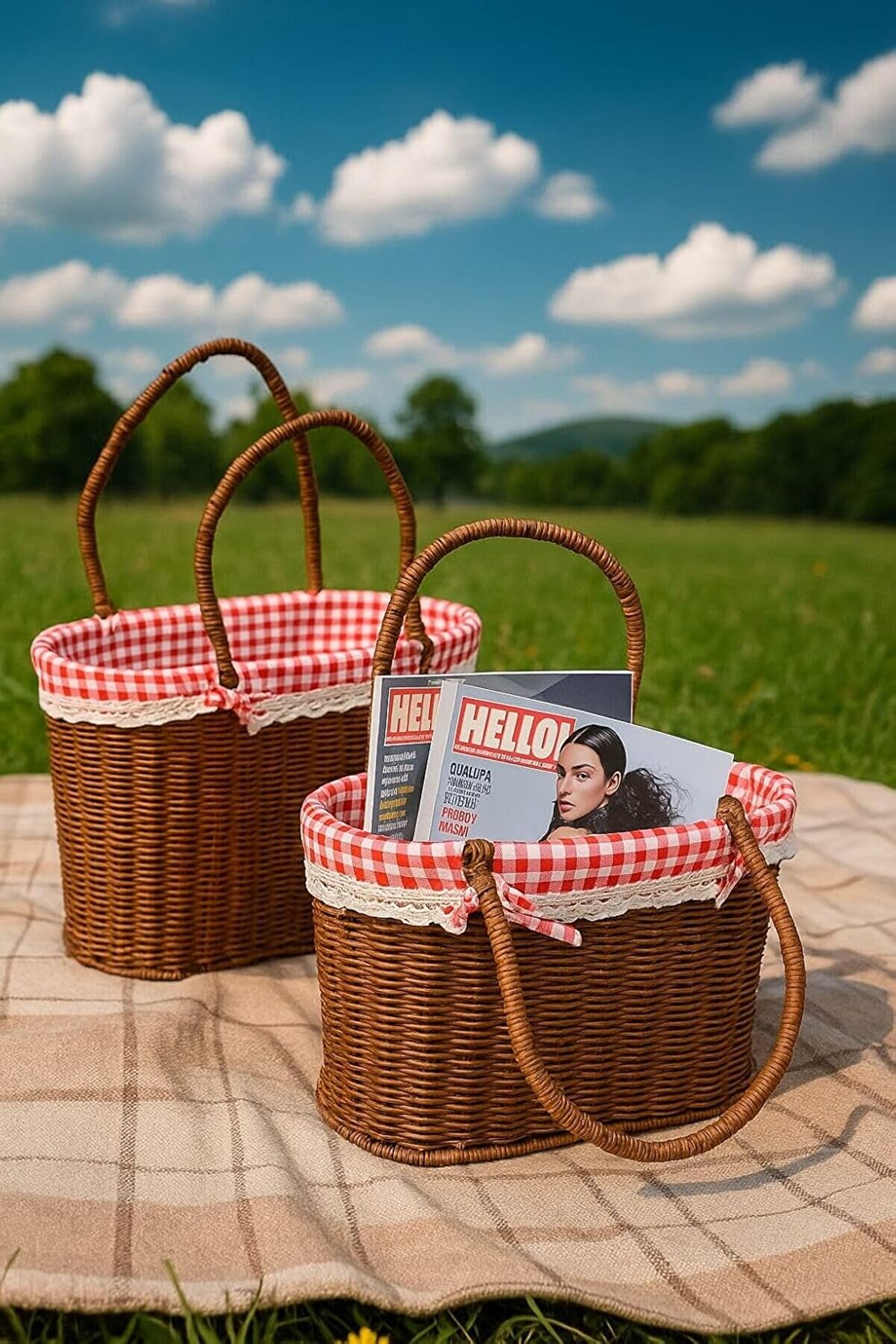 STOREMAX Wicker Serisi Hasır Örme 2'li Bezli Piknik Sepeti 1014773