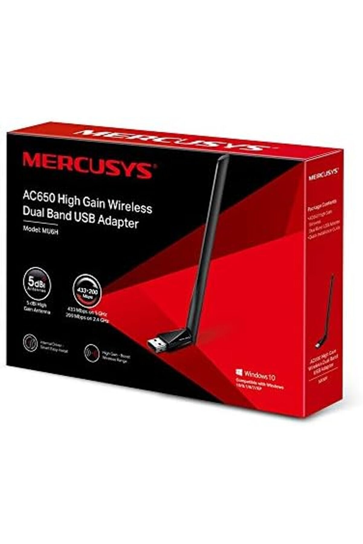 Mrtshoppng Mu6H, Ac650 Yüksek Kazançlı Kablosuz Çi̇ft Bantlı Usb Adaptör Mrtshoppng 542093