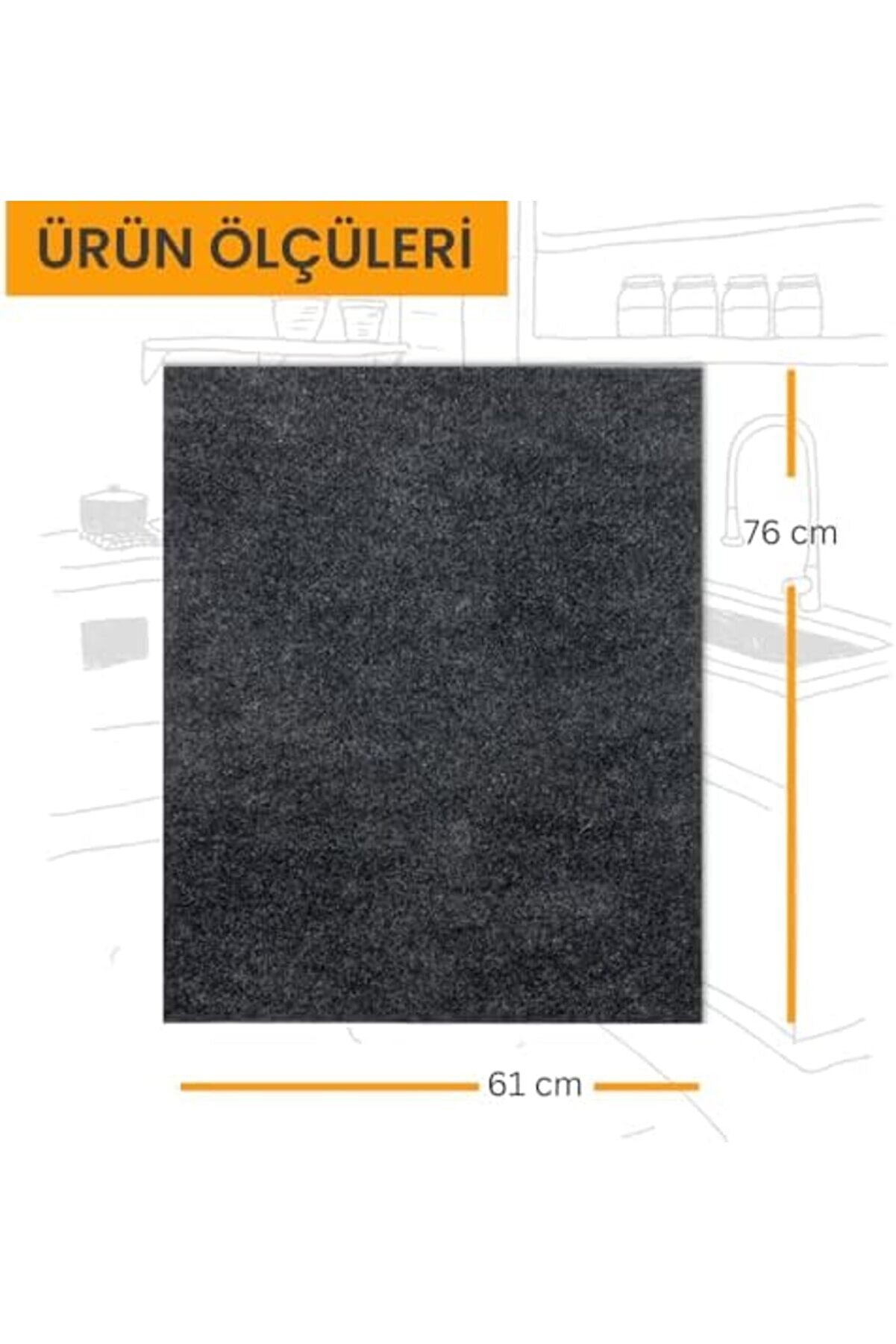 Lavabo Altı Matı Sıvı Geçi̇rmez Kaymaz Taban Evye Dolap Paspası 60X76 Cm 1175713
