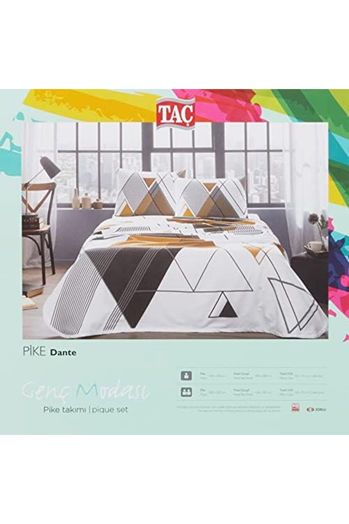 Dante Geometri̇k Desenli̇%100 Pamuk Pi̇ke Takımı, Taba, Tek Ki̇şi̇li̇k 1014773