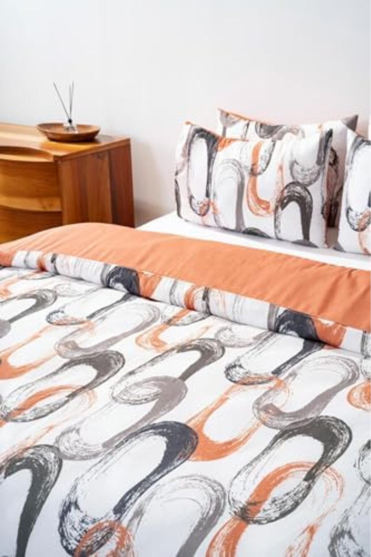 Soyut Kahve Çi̇ft Ki̇şi̇li̇k Nevresi̇m Takımı Pamuklu 1014773