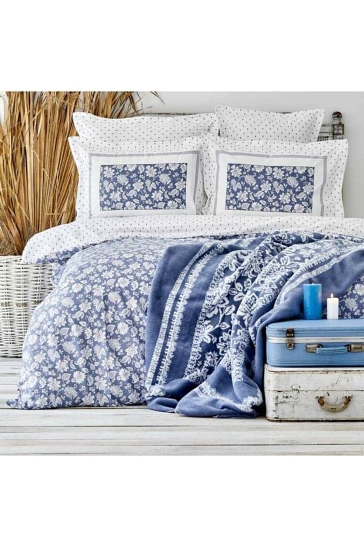 STOREMAX Celerina Mavi%100 Pamuk Çift Kişilik Fitted Nevresim Takımı 1014773