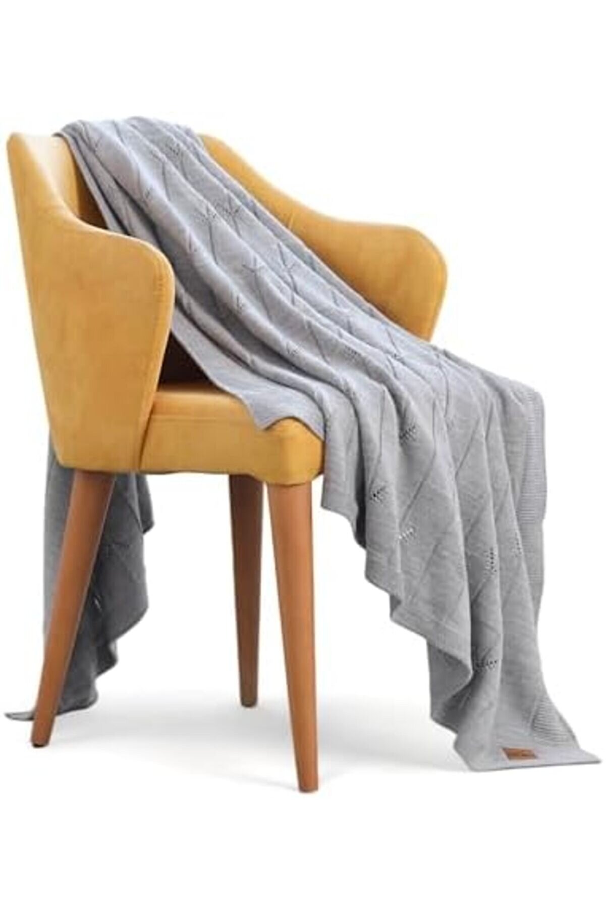 Çok Amaçlı Örtü, Nefes Alan Şık Dekorati̇f Geometri̇k Desenli̇ El Örgüsü Tri̇ko Koltuk Şalı Soldi̇er 130X