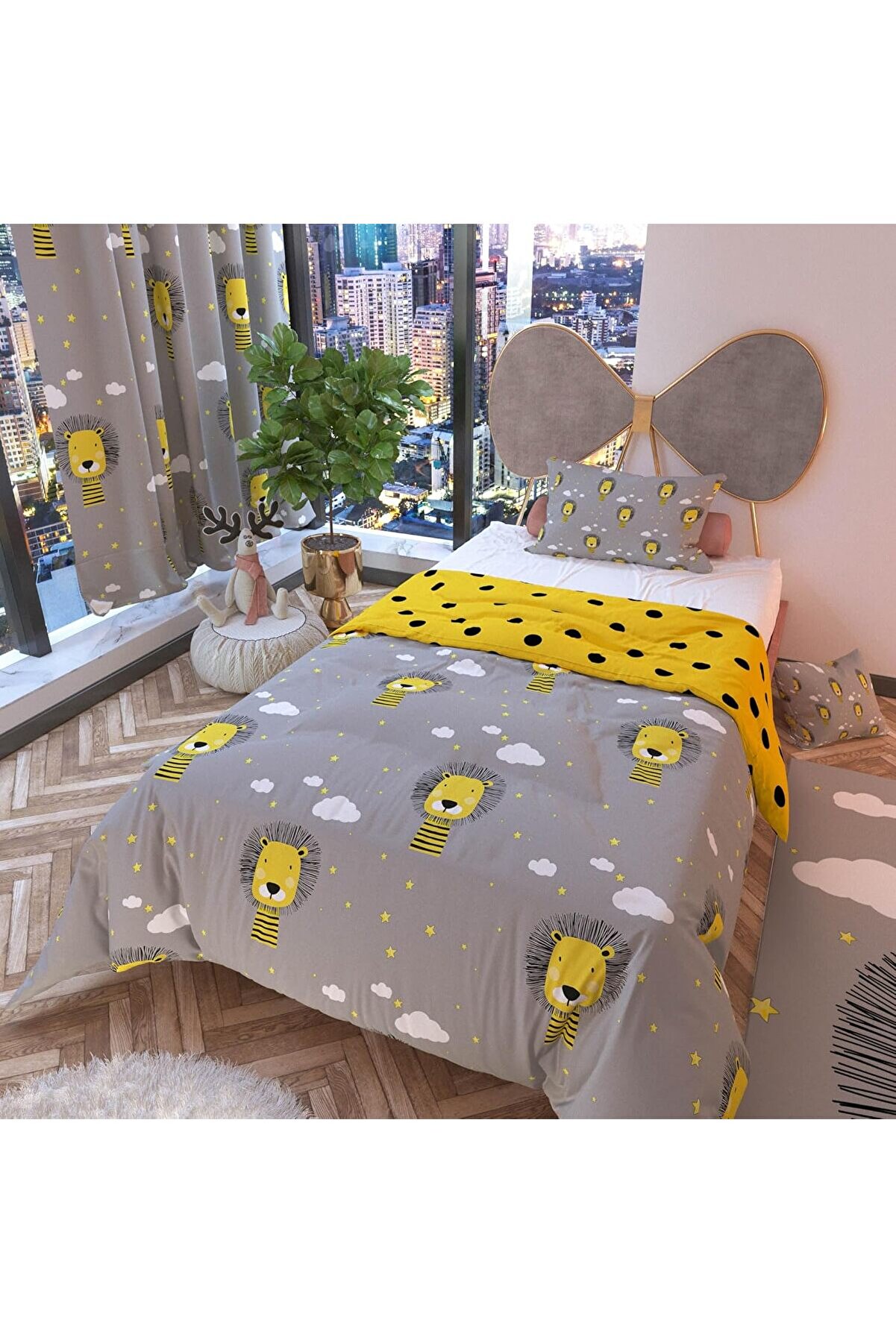 STOREMAX Bulutlu Aslan Kral Çift Taraflı Çocuk Nevresim Takımı Polycotton 1014773
