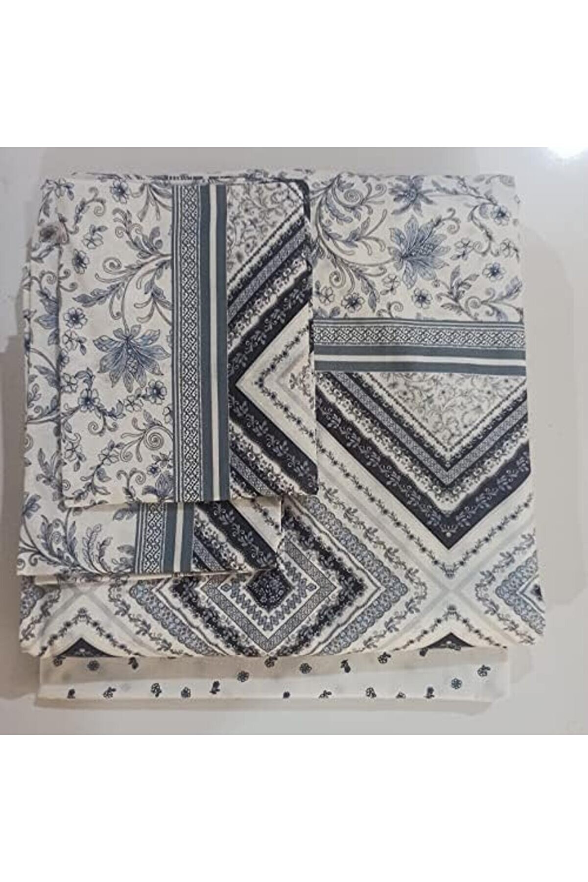 Perry Ranforce Geometri̇k Desenli̇%100 Pamuk Nevresi̇m Takımı, Laci̇vert, Çi̇ft Ki̇şi̇li̇k (Nevresi̇m 200X22