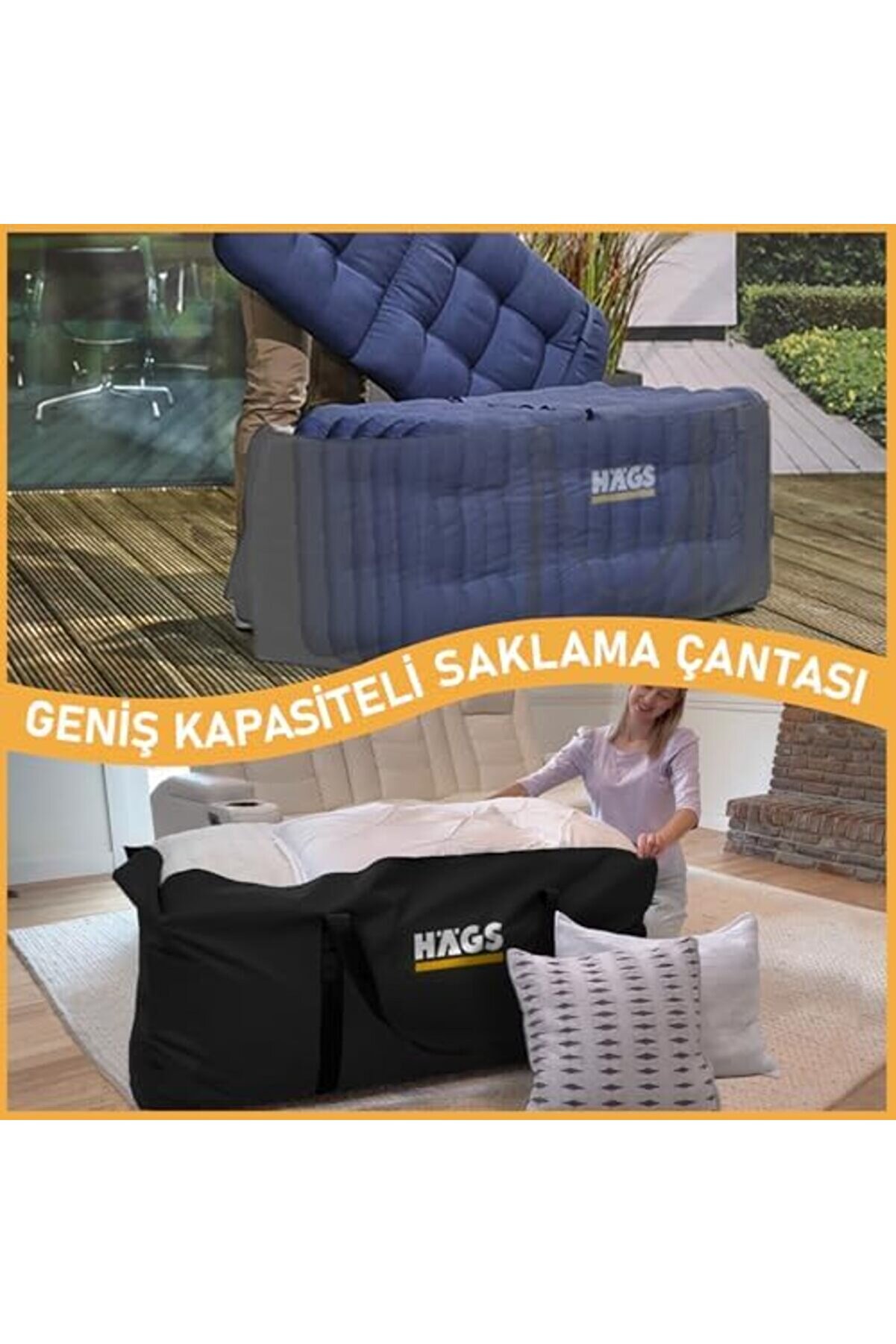 Bahçe Mobi̇lya Yastığı, Saklama Çantası Büyük Boy Hurç, Yatak, Yorgan, Yastık Organi̇zer, Düzenleyi̇ci̇,