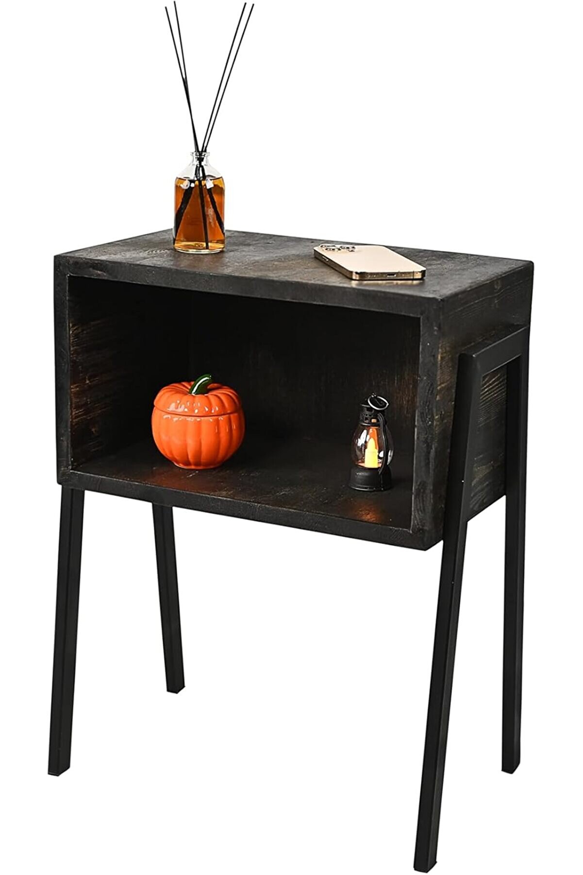 STOREMAX Ahşap Siyah Komidin, Yatak Odası Komidini, Oturma Odası Komidini, Masif Komidin 1014773