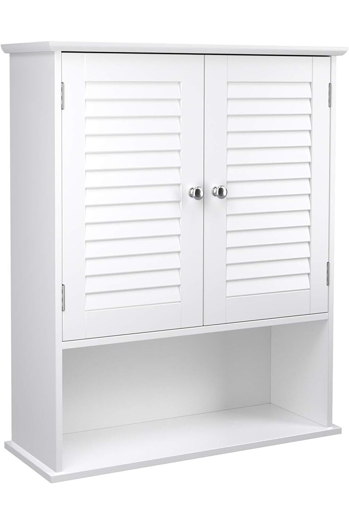 STOREMAX shpsell Dolabı, Dolap, Ayarlanabilir Raflı Ecza Dolabı, Lamel Kapılar ve Açık Raf, 20 x 60 x 70 cm,