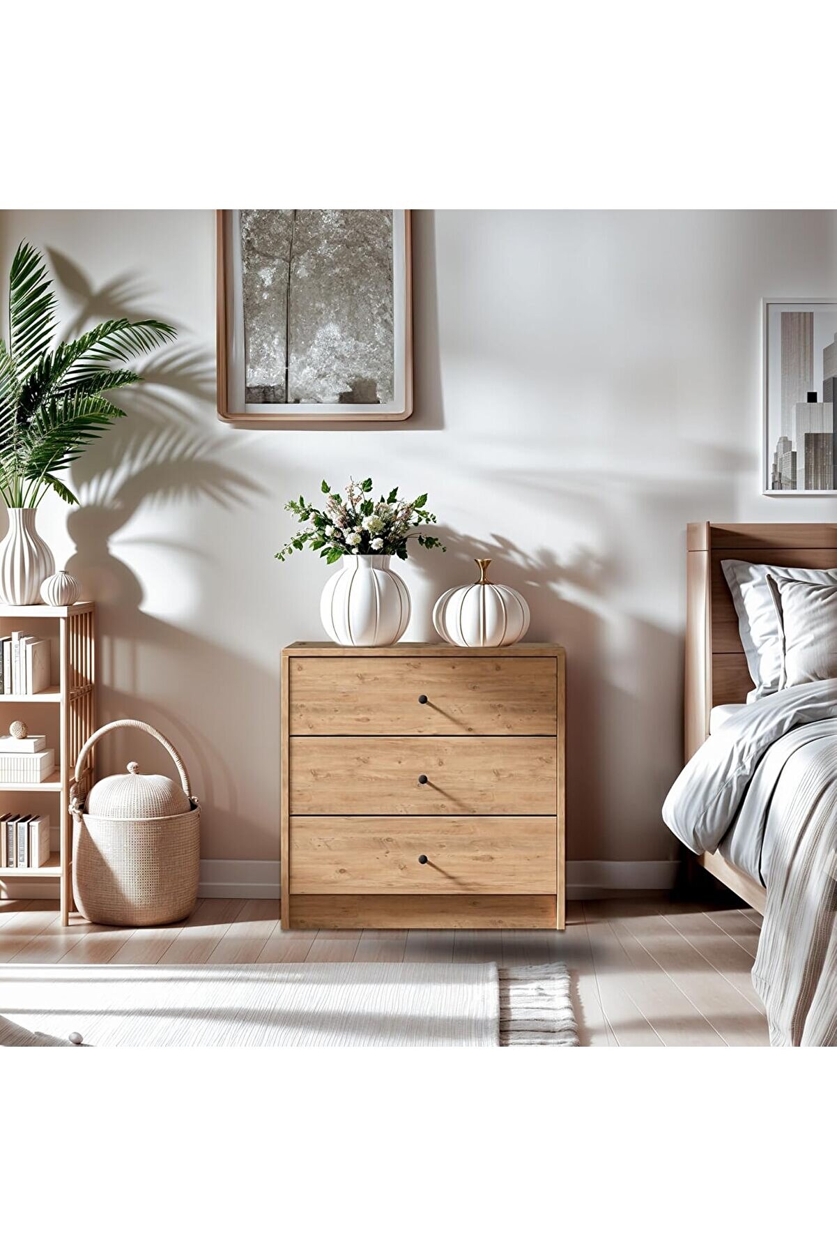 STOREMAX SFR103-Ceviz 3 Çekmeceli Şifonyer (G:69 Y:67 D:38) 1014773