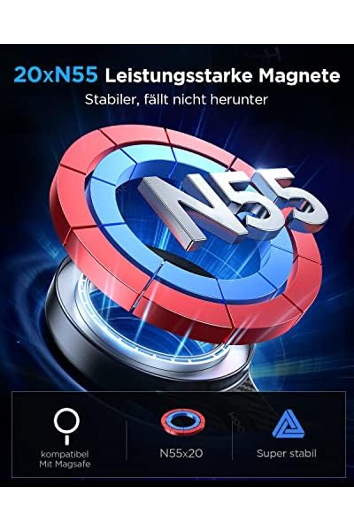 Room 2023 Telefon Tutucu Araba, Manyeti̇k Telefon Araba Montajı, [Askeri̇ 20Xn55 Mıknatıs] İphone İçi̇n