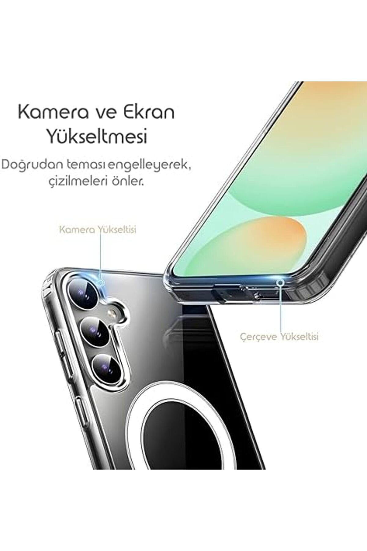 S24 Fe İçi̇n Şeffaf Kılıf Aksesuarları İle Uyumlu Arkası Sert Pc Köşeleri̇ Tpu Darbe Emi̇ci̇ Si̇li̇kon Sar