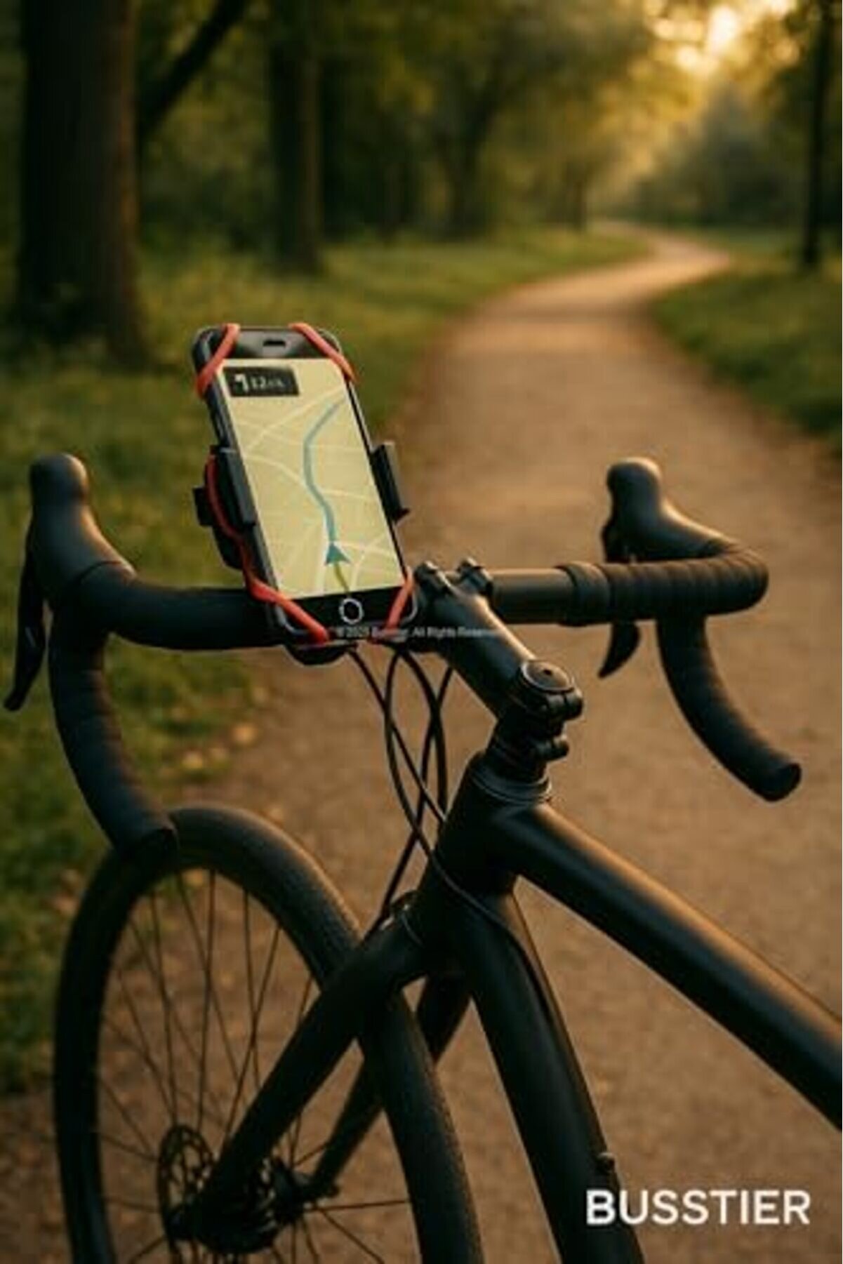 Destekli̇, Bi̇si̇klet Telefon Tutucu, 360° Döner Ayarlı, Ti̇treşi̇m Engelleyi̇ci̇, Si̇li̇kon Emni̇yet Kemerli̇,