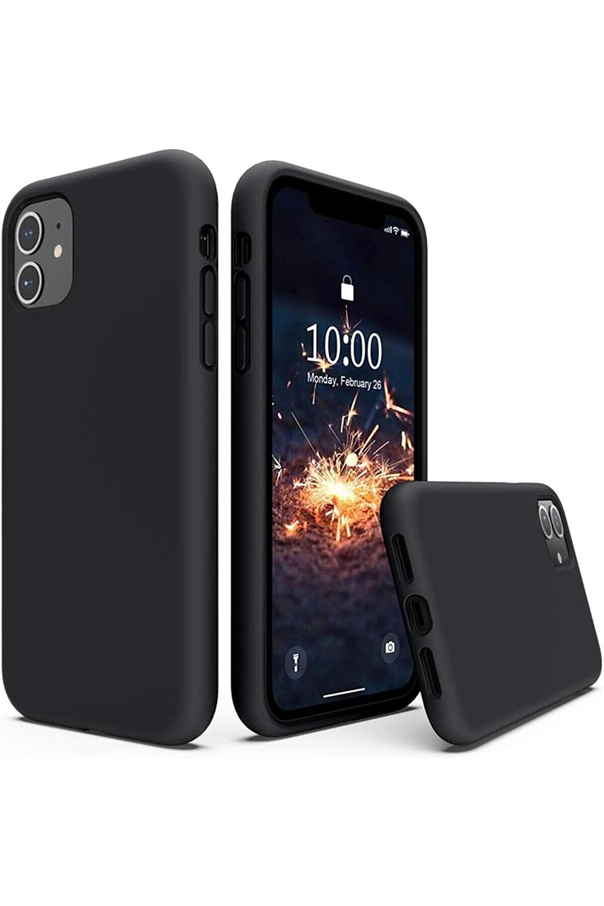 STOREMAX 11 Kılıf 6.1 ile Uyumlu, Sıvı Silikon 3 Katmanlı Tam Kaplamalı Yumuşak Jel Kau&ccedil;uk Kılıf Kapak, (Siya