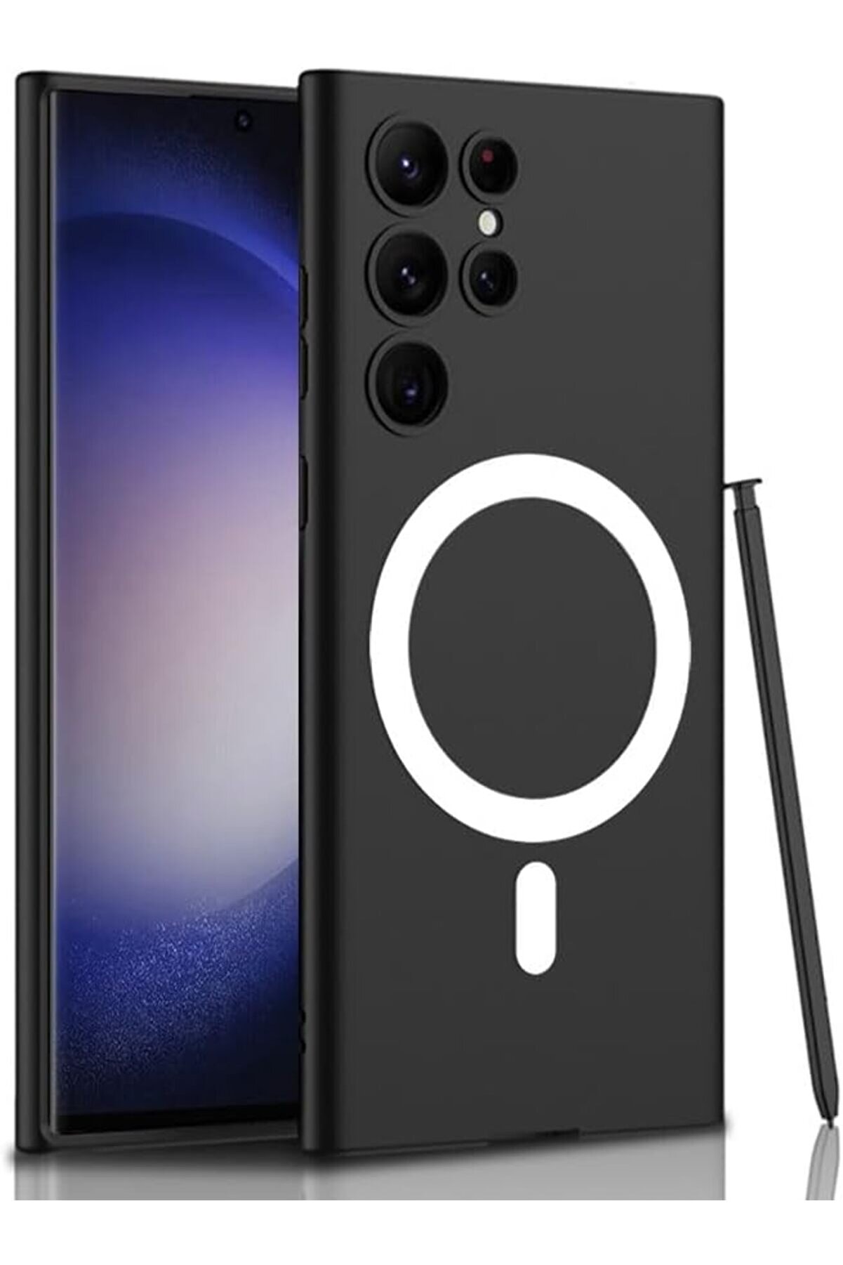 STOREMAX İle Uyumlu S23 Ultra Kılıf Şarj Özellikli Kıpta Silikon Kapak Siyah 1014773