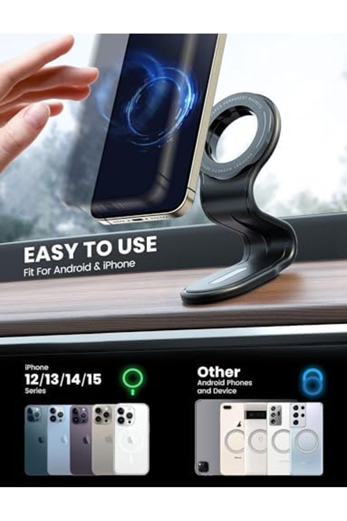 11-12-13-14-15-15 -15 Pro Max Uyumlu Manyeti̇k Araç İçi̇ Telefon Tutucu 1014773