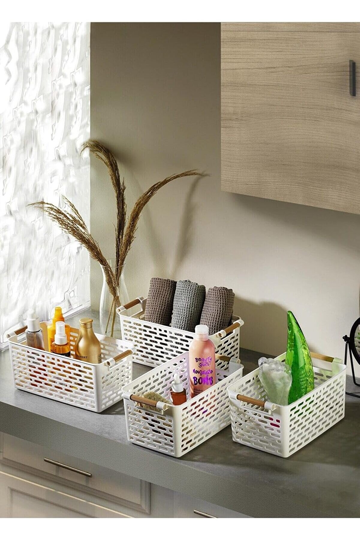 STOREMAX Çok Amaçlı Tutacaklı Organizer Sepet - Dolap Içi & Çekmece Düzenleyici Sepet Beyaz, 24121810015 101