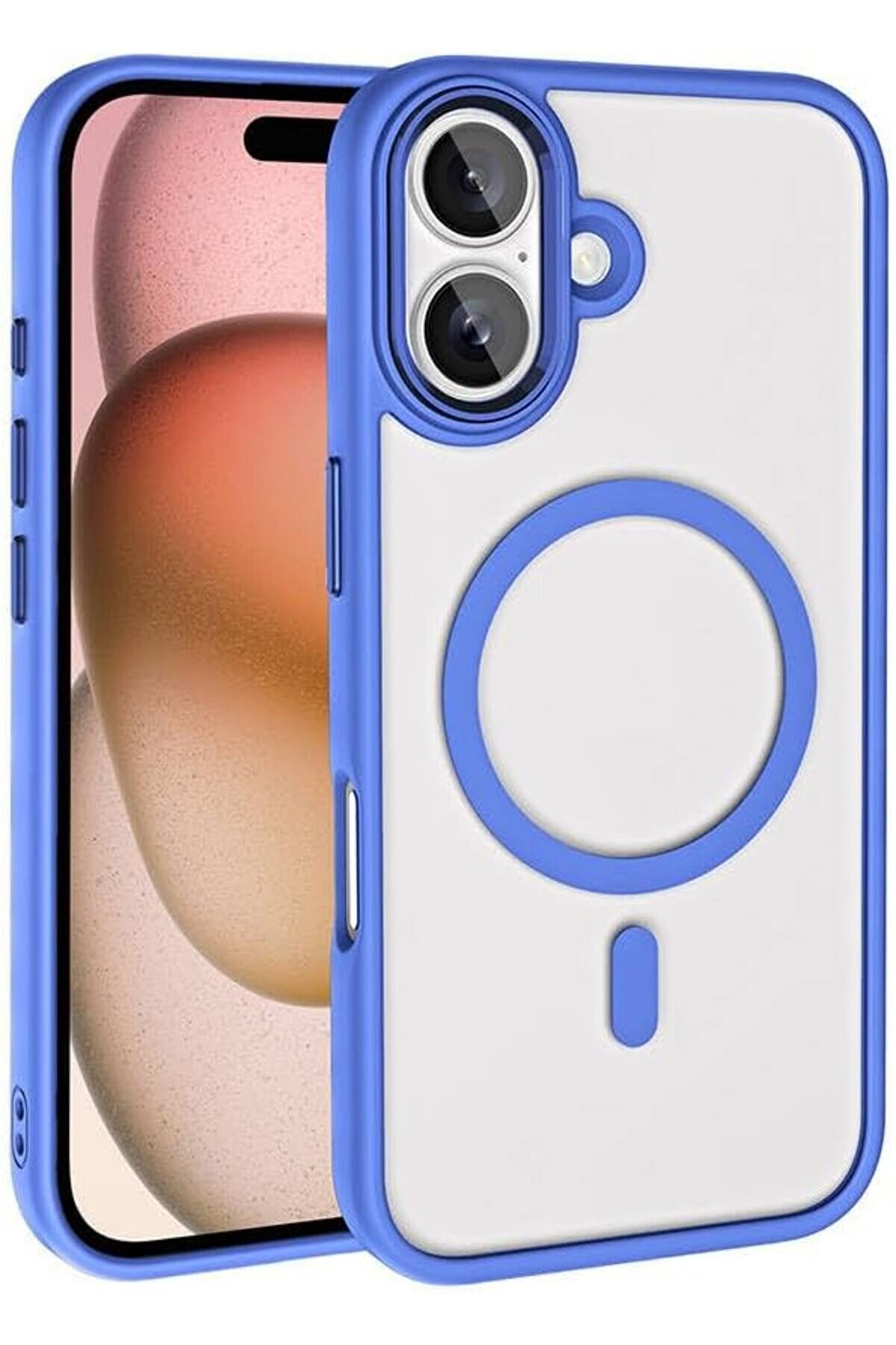 STOREMAX ile uyumlu 16 Kılıf Şarj Özellikli Krom M-safe Silikon Kapak Mavi 1014773