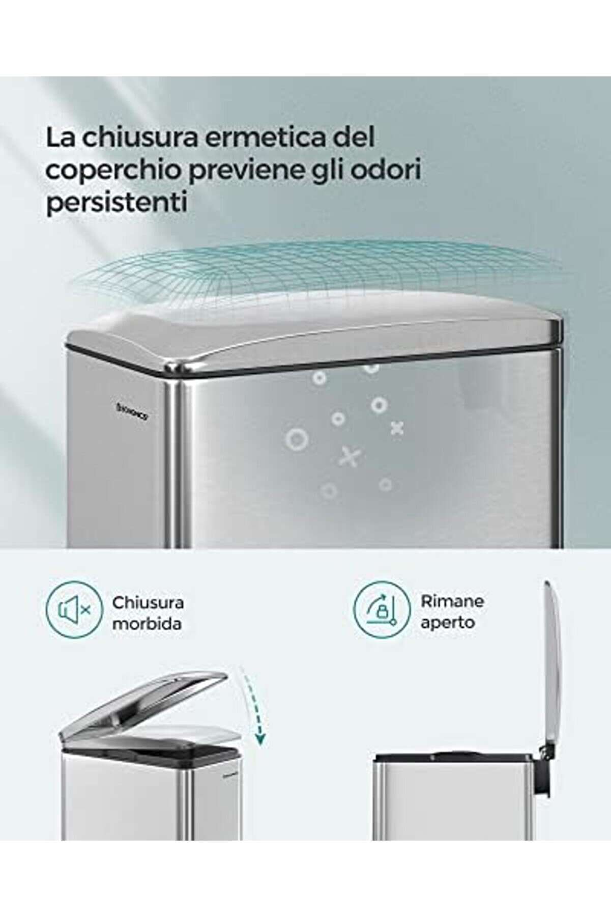 Eli̇zzashop Mutfak Çöp Kutusu, 48 Li̇tre, Dar, Çöp Kutusu, Dar Alanlar İçi̇n Pedallı Çöp Kutusu, Yavaş