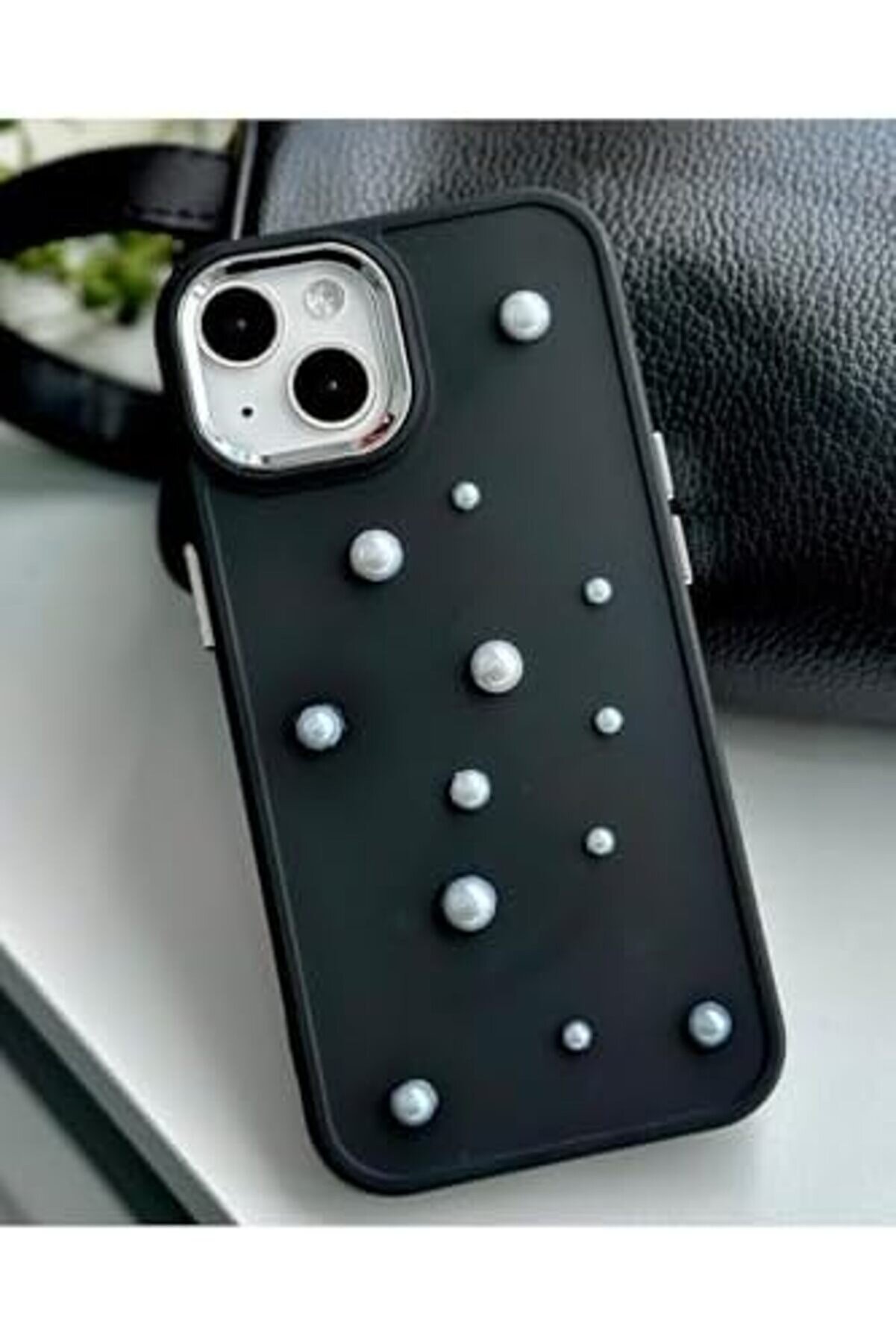 Aksesuar Iphone 13-14 Ve 15 Uyumlu 3D Pearl Oyuncak Tasarımlı Esnek Si̇li̇kon Kılıf - Si̇yahpearl 1175