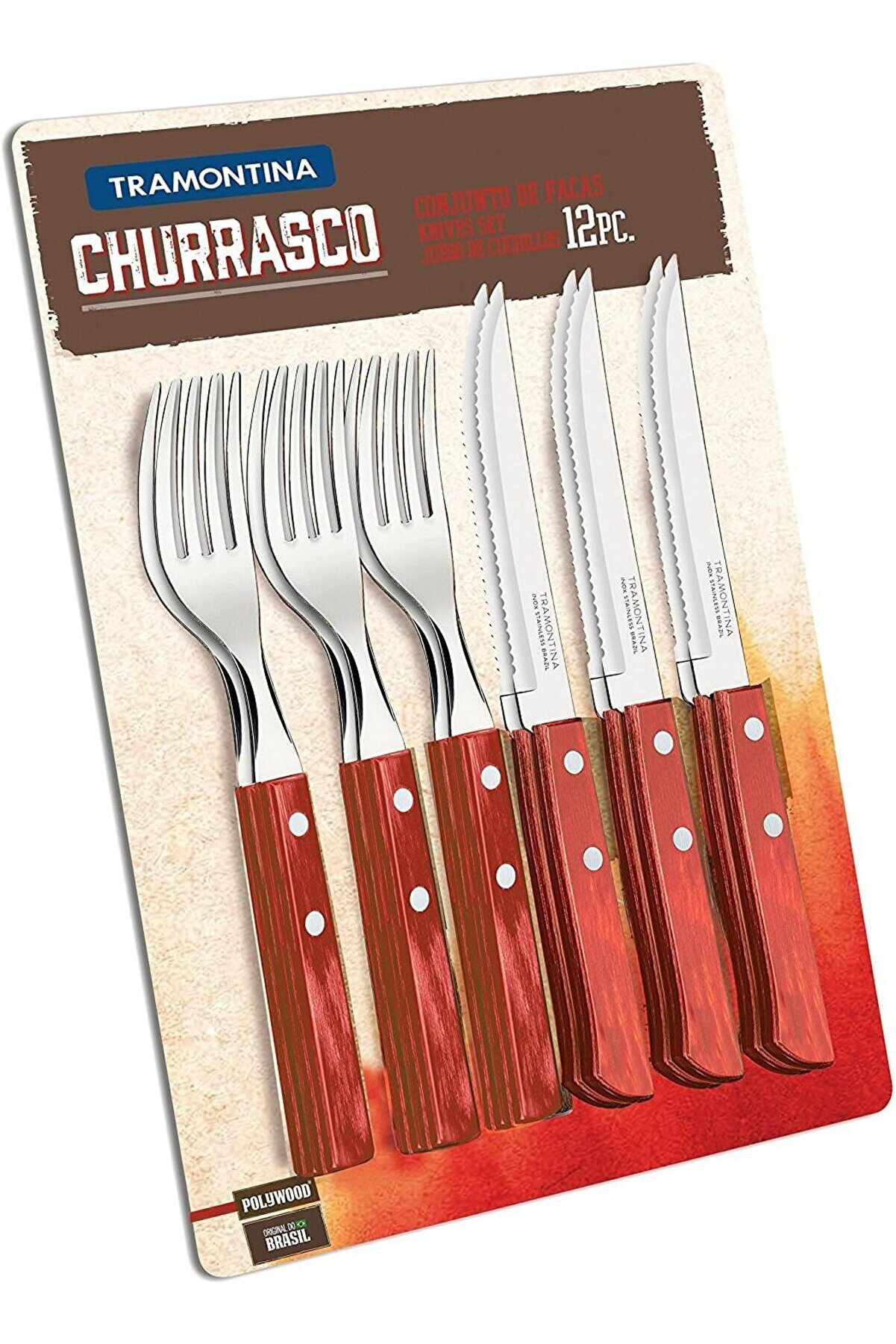 STOREMAX 21199/711 biftek sofra takımı-Set, 12 parça kırmızı Griffen 2-kat perçinlenmiştir 6 x Biftek Bıçağı