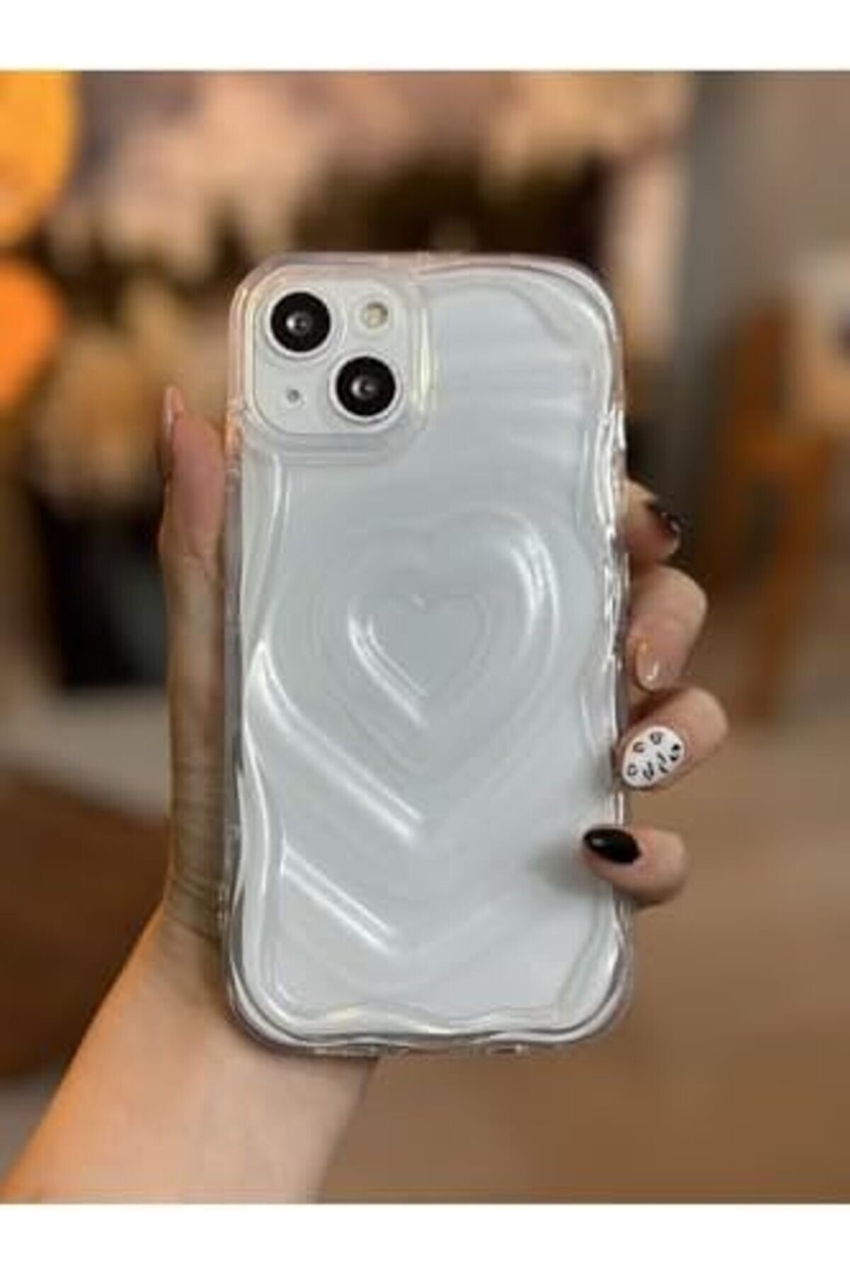 Aksesuar 14 - 15 Şeffaf 3D Kabartma Kalp Tasarımlı Si̇li̇kon Kılıf 1014773