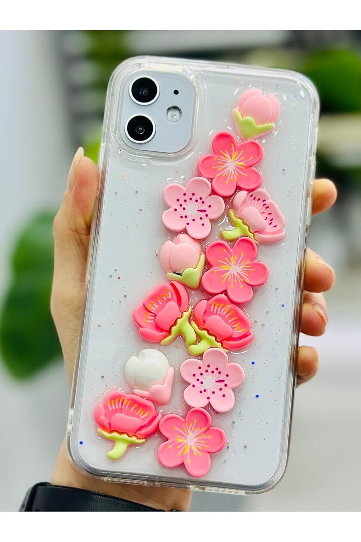 STOREMAX Aksesuar 11 ile Uyumlu OYUNCAK PEMBE ÇİÇEK Tasarımlı Esnek Silikon Kılıf 1014773