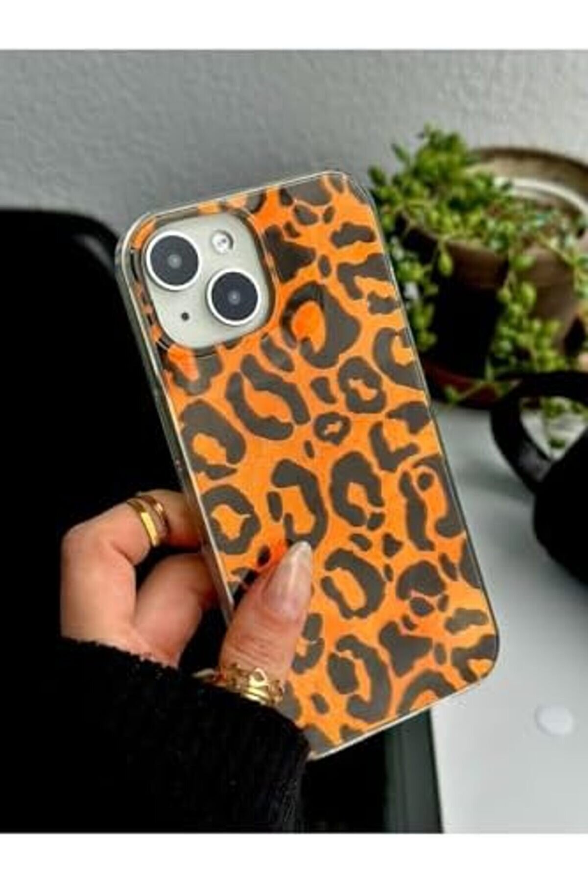 Svngsphereshop Aksesuar Iphone 13-14 - 15 Uyumlu Leopar Renk Ge&ccedil;i̇şli̇ Parlak Tasarımlı Si̇li̇kon Kılıf