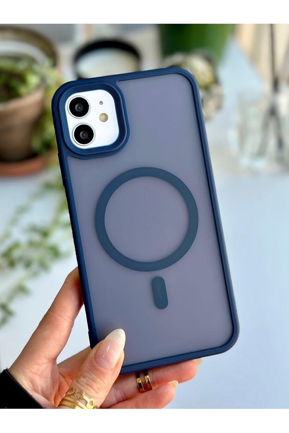 STOREMAX Aksesuar 11 (12 Görünümlü) Uyumlu MAT Lacivert Kablosuz Şarj Özellikli Darbe Önleyici Şeffaf Silikon