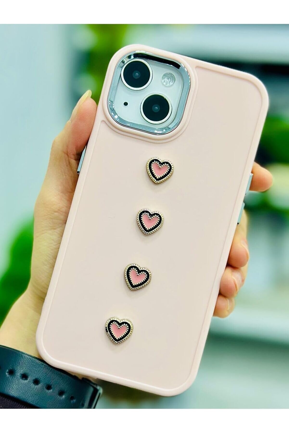 STOREMAX Aksesuar 13-14 ve 15 ile Uyumlu 4 PEMBE KALP Oyuncak Tasarımlı Esnek Silikon Kılıfı 1014773