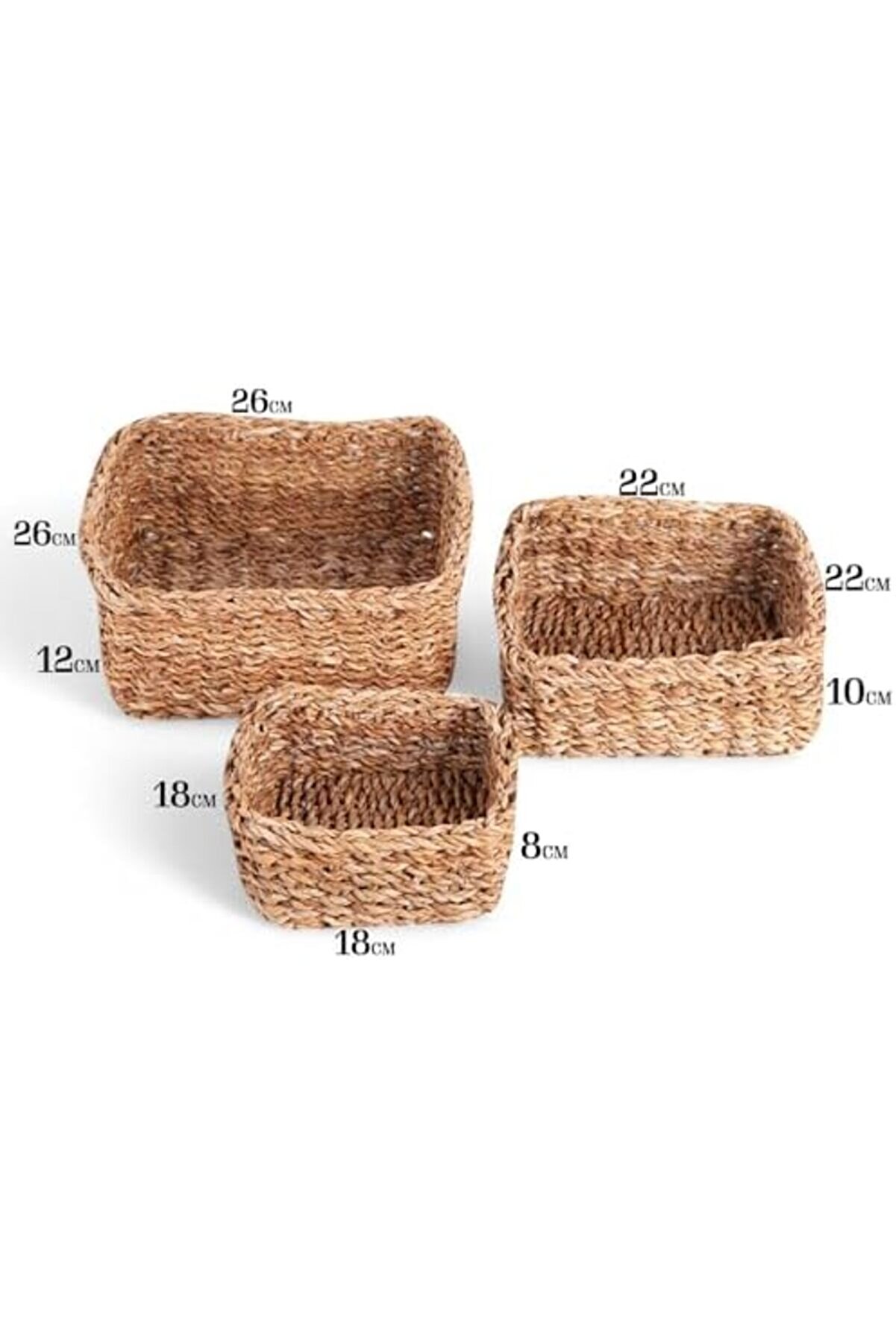 3 Lü El Yapımı Kare Düzenleyi̇ci̇ Seti̇ | 3 Lü Hasır Kare Organi̇zer Seti̇ – Dekorati̇f, Çok Ama