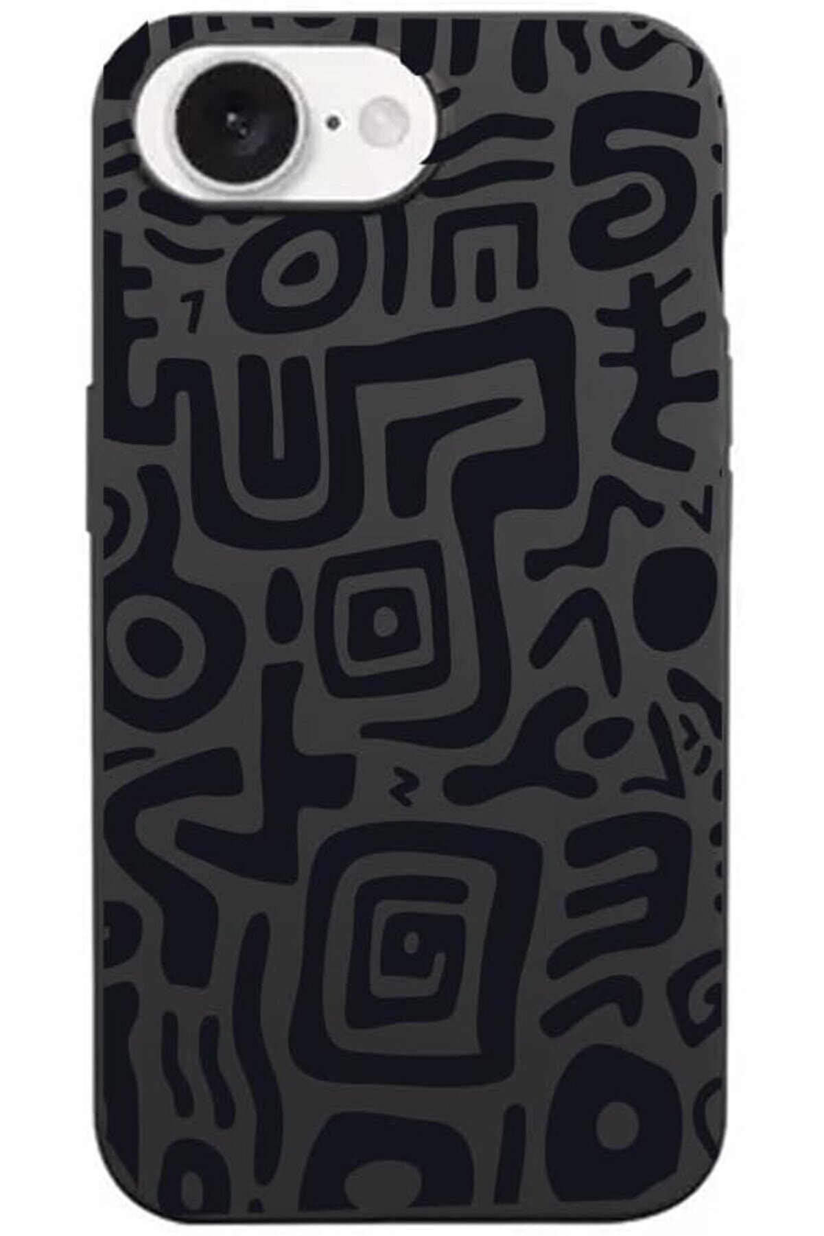 STOREMAX 16e ile Uyumlu Desenli Siyah Telefon Kılıfı - Dayanıklı, ve Hafif Tasarım - Darbeye Dayanıklı Siliko