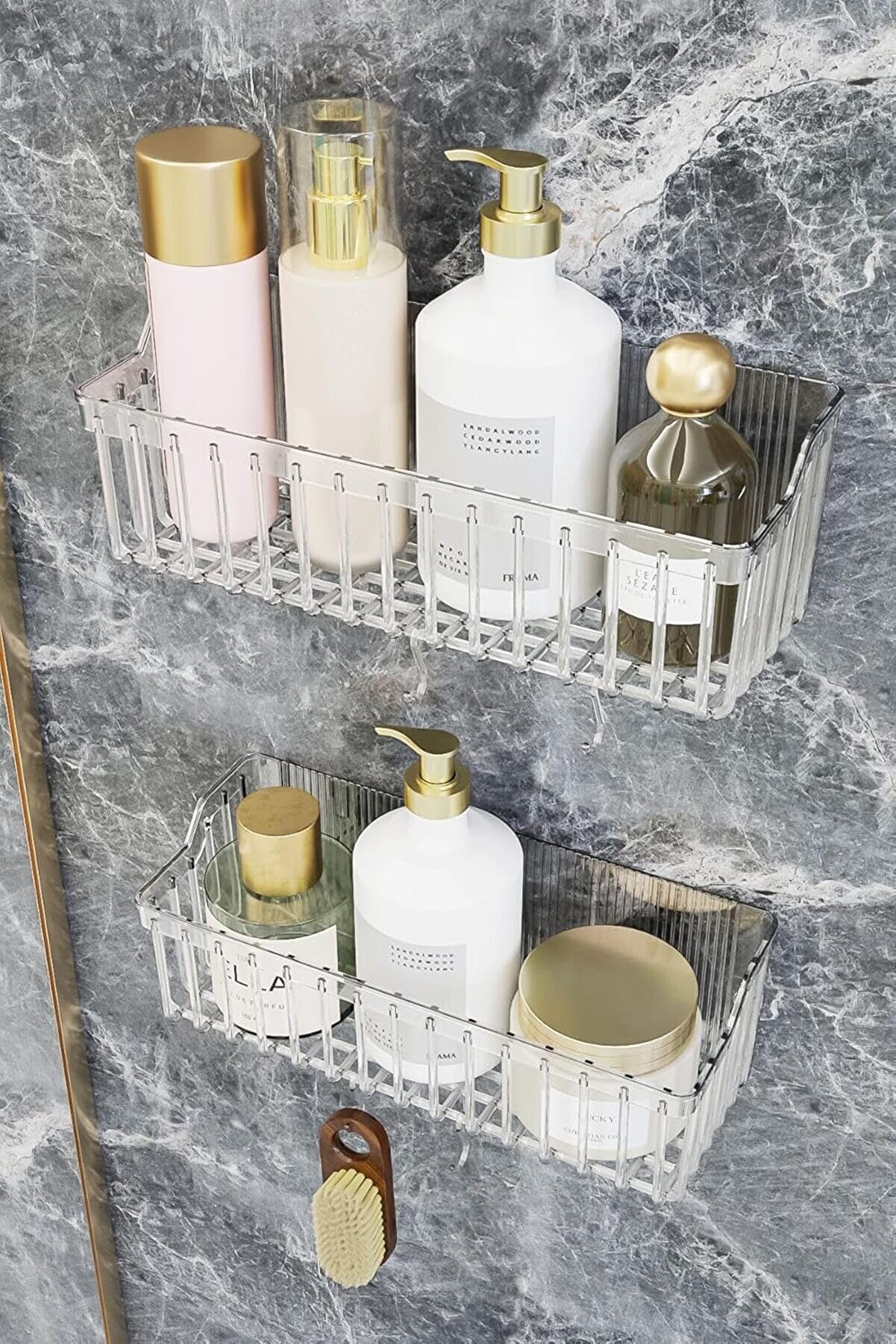 STOREMAX Yapışkanlı Rafı, 2'li Düzenleyici Organizer Duş Rafı Şampuanlık, Plstik 1014773