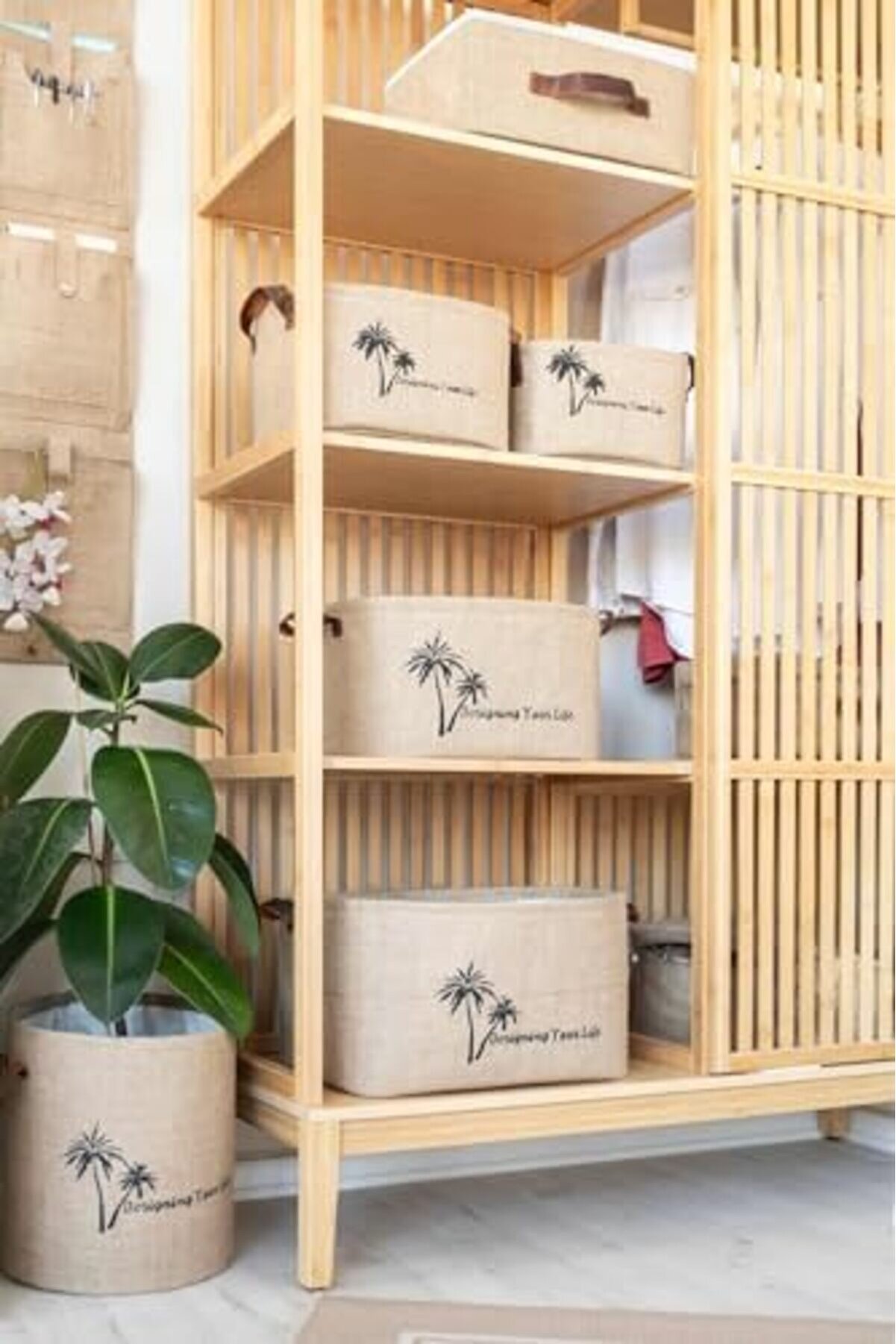 Bee Jüt Dolap İçi̇ Çamaşır Çocuk Odası Oyuncak Düzenleyi̇ci̇ Katlanır Saklama Sepeti̇ Organi̇zer 34X24X21