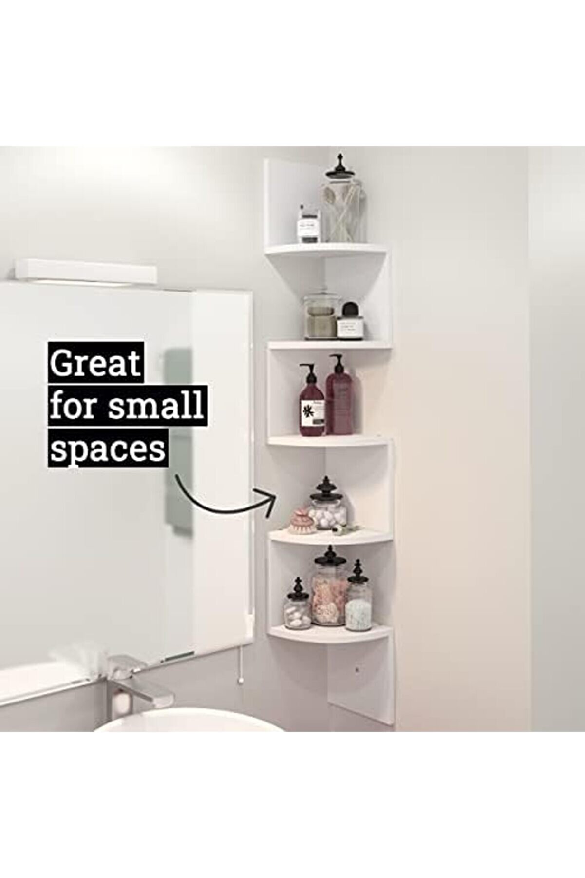 Köşe Rafı, 5 Katlı, Duvar Montajı Cevi̇z 1014773