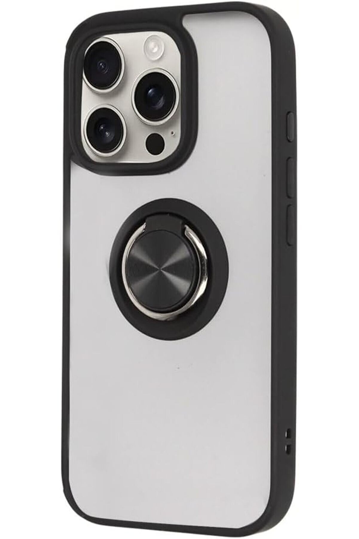 STOREMAX AKSESUAR 16 Pro ile Uyumlu Arka Kısmı Mat Şeffaf Yapıya Sahip Manyetik Yüzük Kenarları Silikon Tpu M