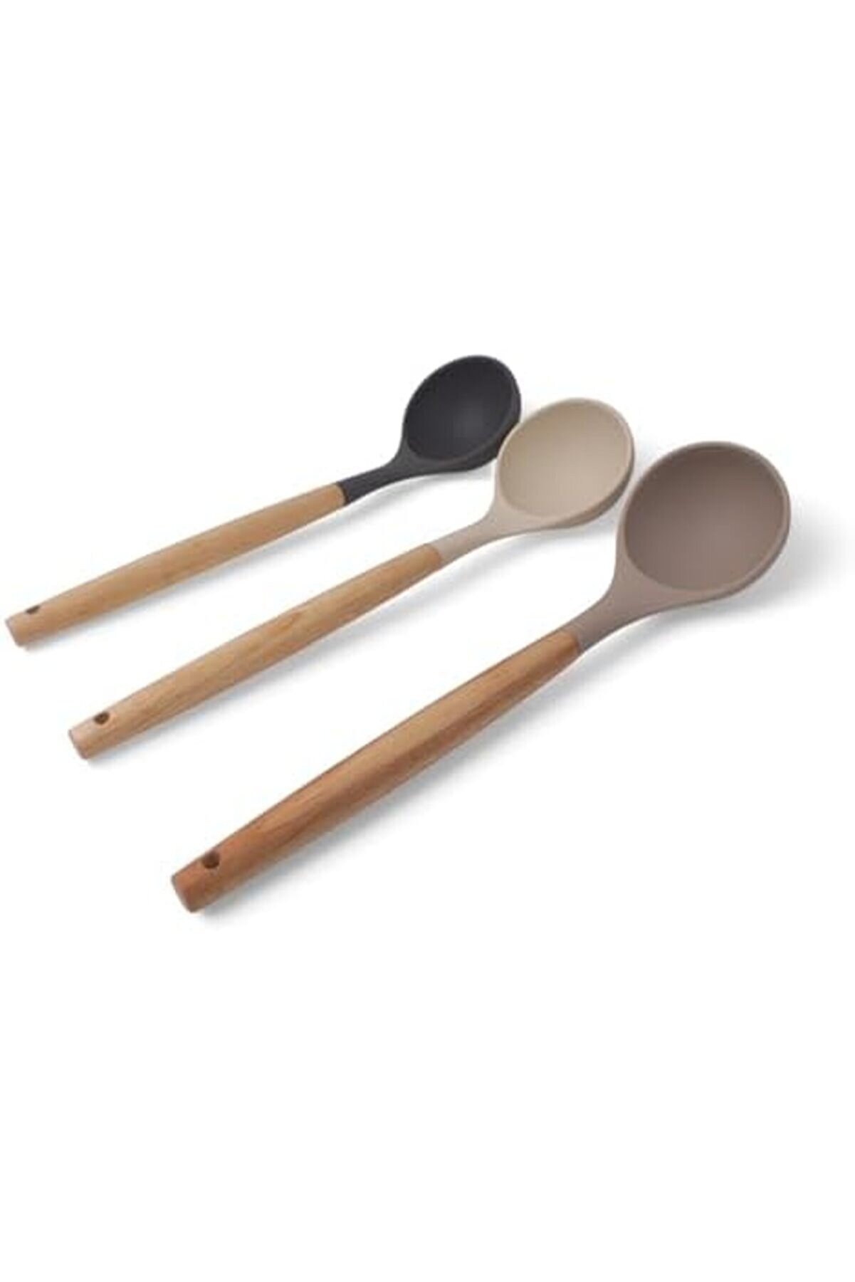 Eli̇zzashop Bambu Saplı Si̇li̇kon Kepçe, Bambu Uzun Si̇li̇kon Çorba Ve Sos Kepçesi̇ 27Cm 3 Renk Seçenekli̇