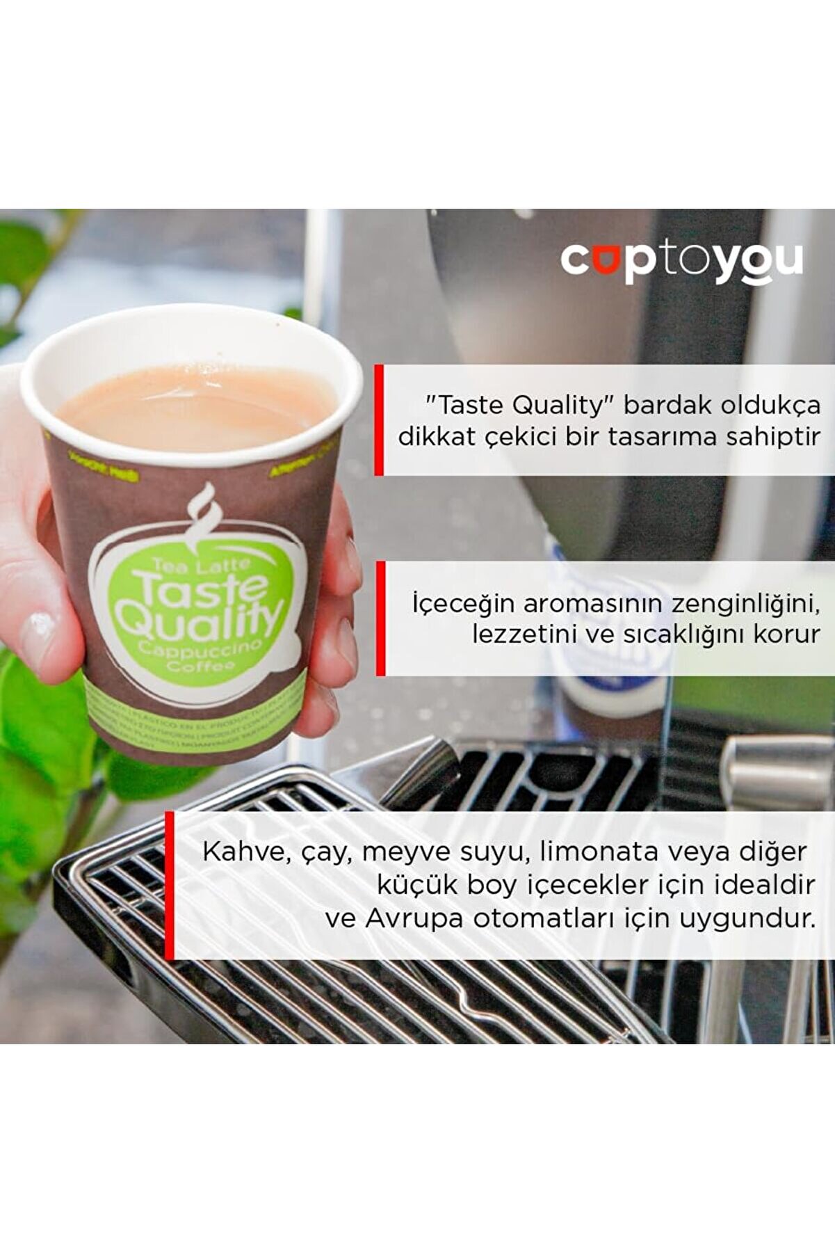 100 Parça Tek Kullanımlık Karton Bardak 6 Oz, Otomat Bardakları 150 Ml, Taste Quali̇ty Küçük Kağıt Ba