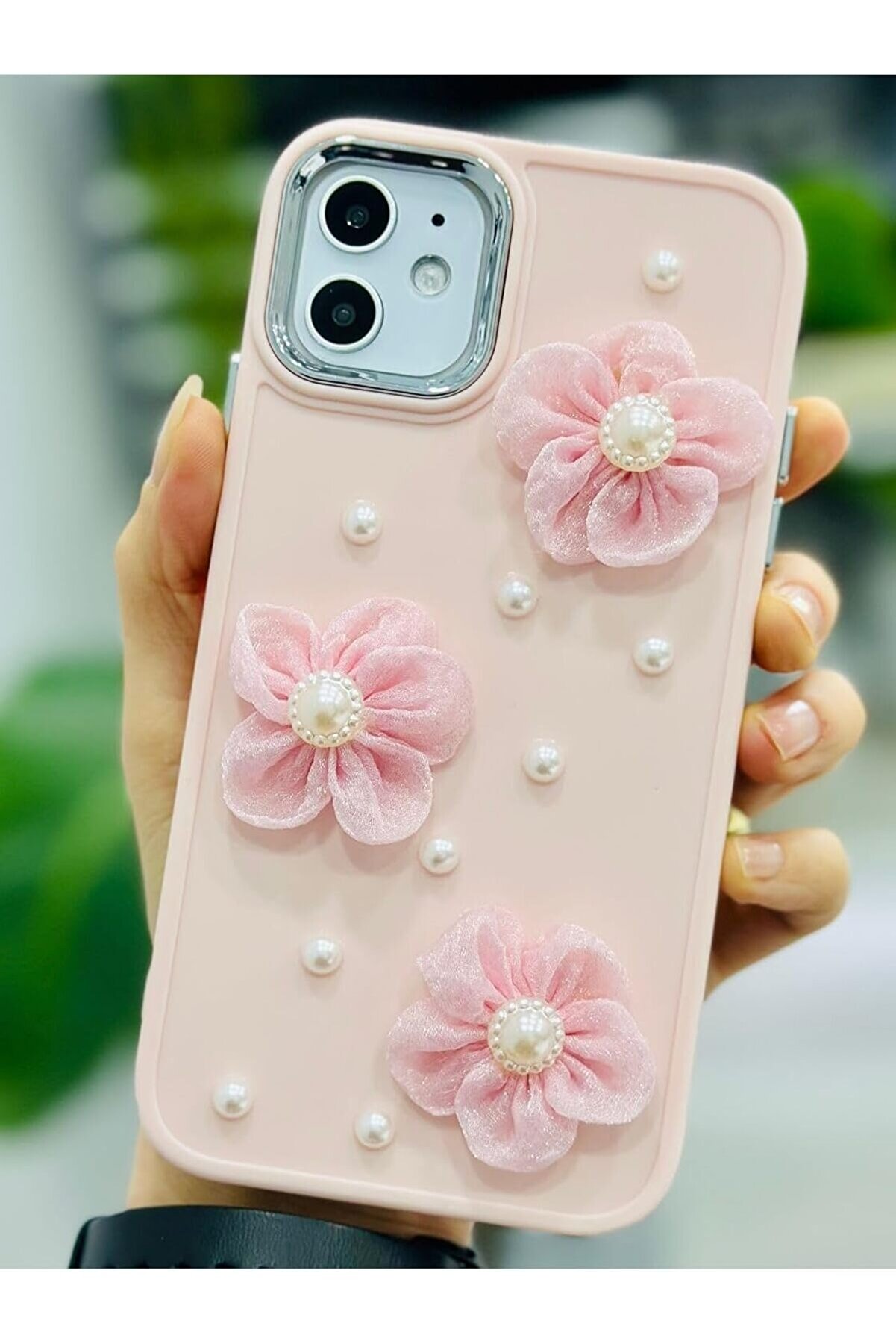 STOREMAX Aksesuar 11 ile Uyumlu T&uuml;l &Ccedil;i&ccedil;ek Tasarımlı Oyuncaklı Esnek Silikon Kılıf 1014773