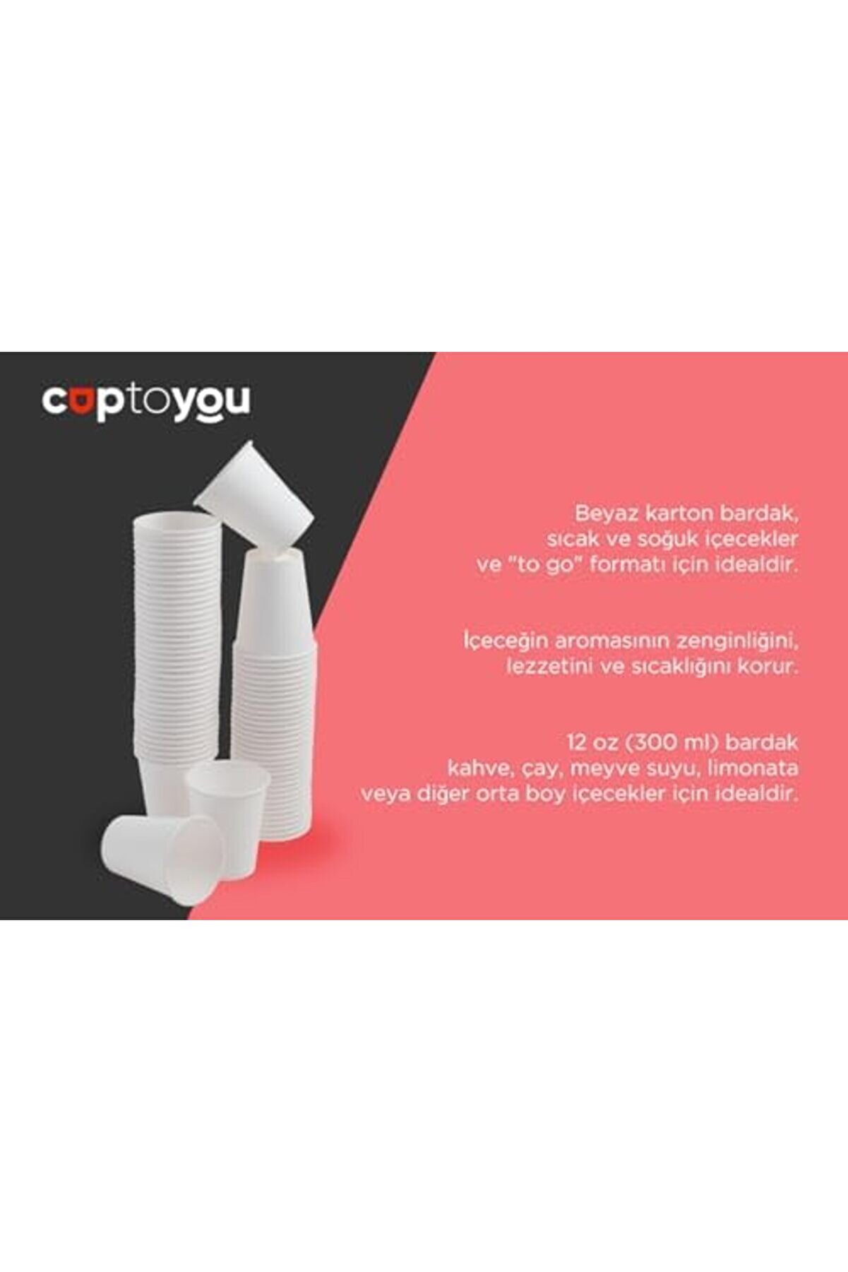 12 Oz Beyaz Tek Kullanımlık Karton 300 Ml, Kahve, Çay, Ofi̇s, Ev Ve Parti̇ Kullanımı İçi̇n - 50 Li̇