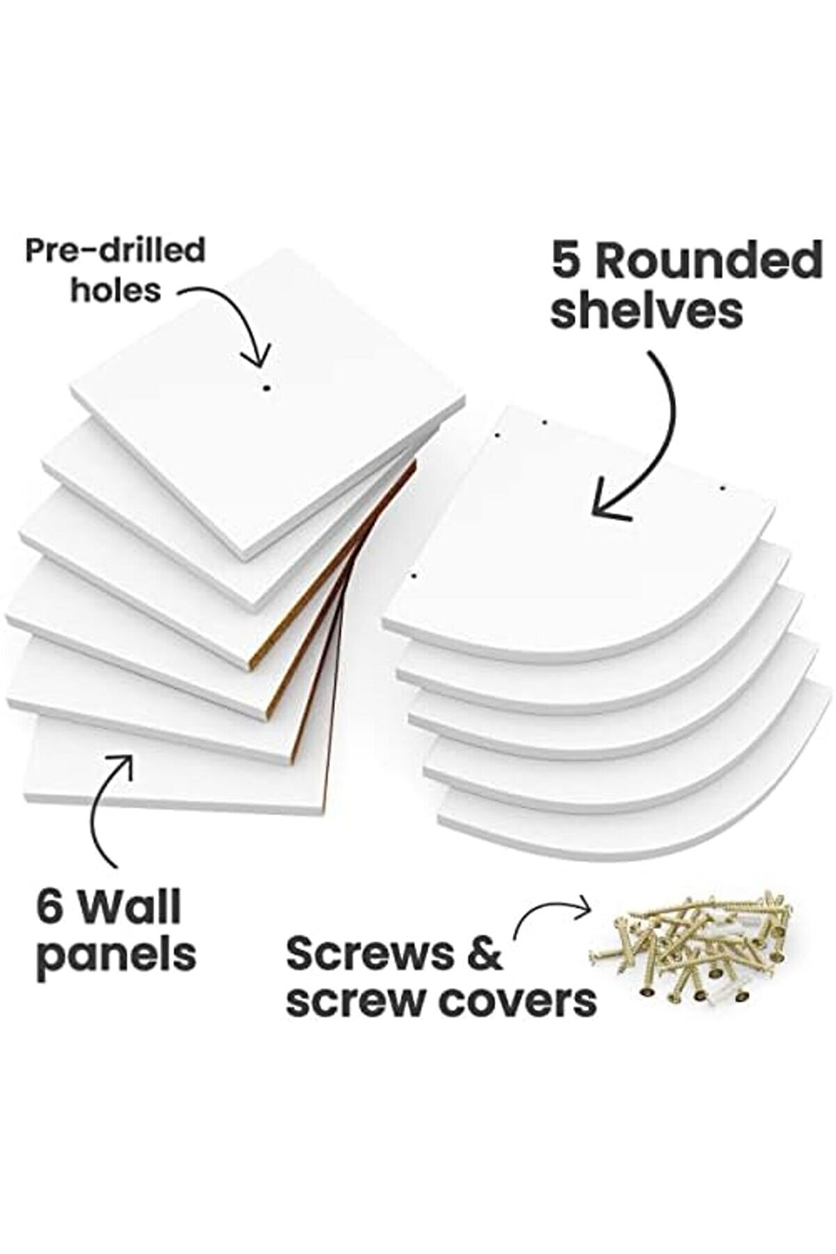 Köşe Rafı, 5 Katlı, Duvar Montajı Cevi̇z 1014773