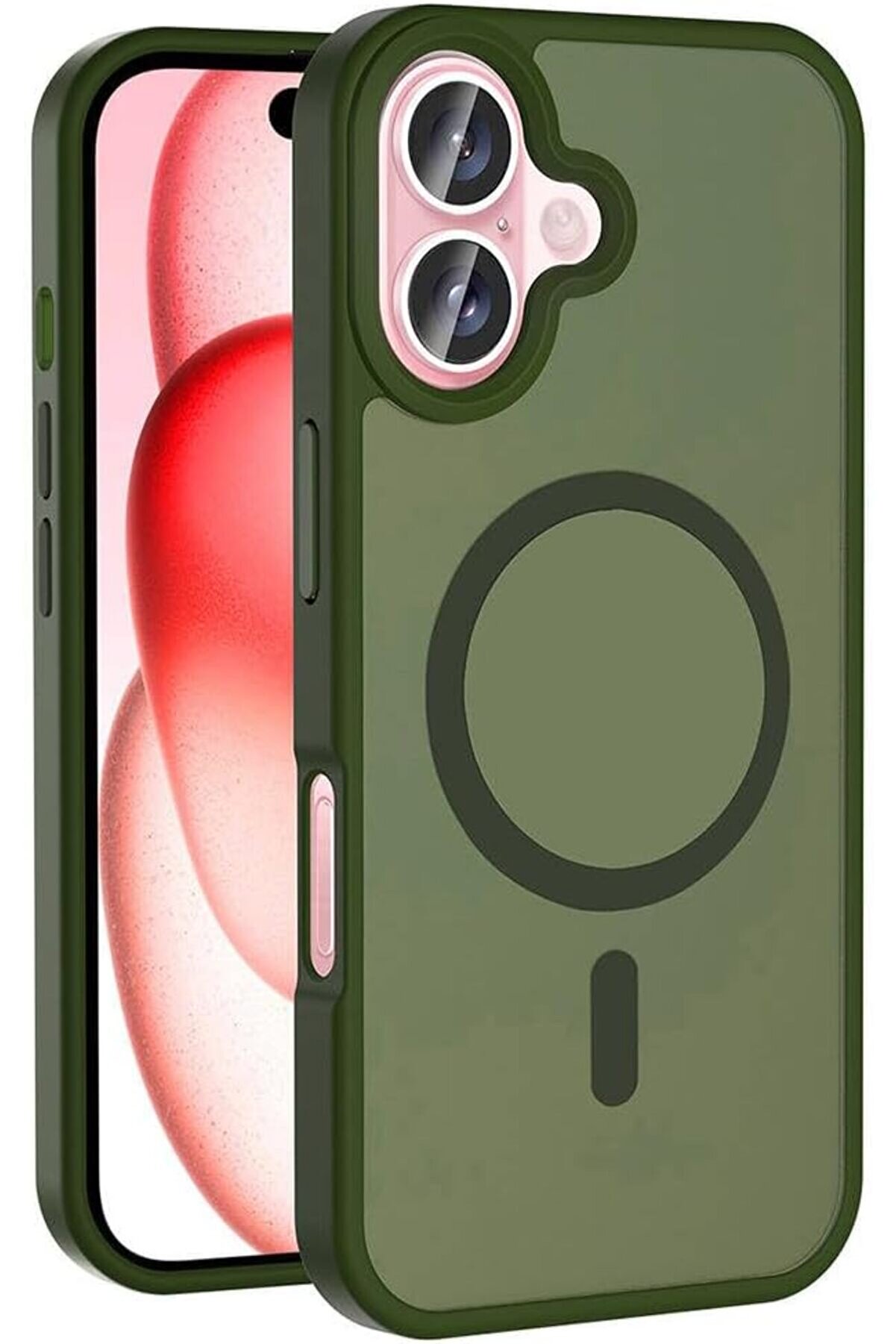 STOREMAX ile uyumlu 16 Kılıf M-safe Şarj Özellikli Mat Arka Yüzey Sio Kapak Koyu Yeşil 1014773